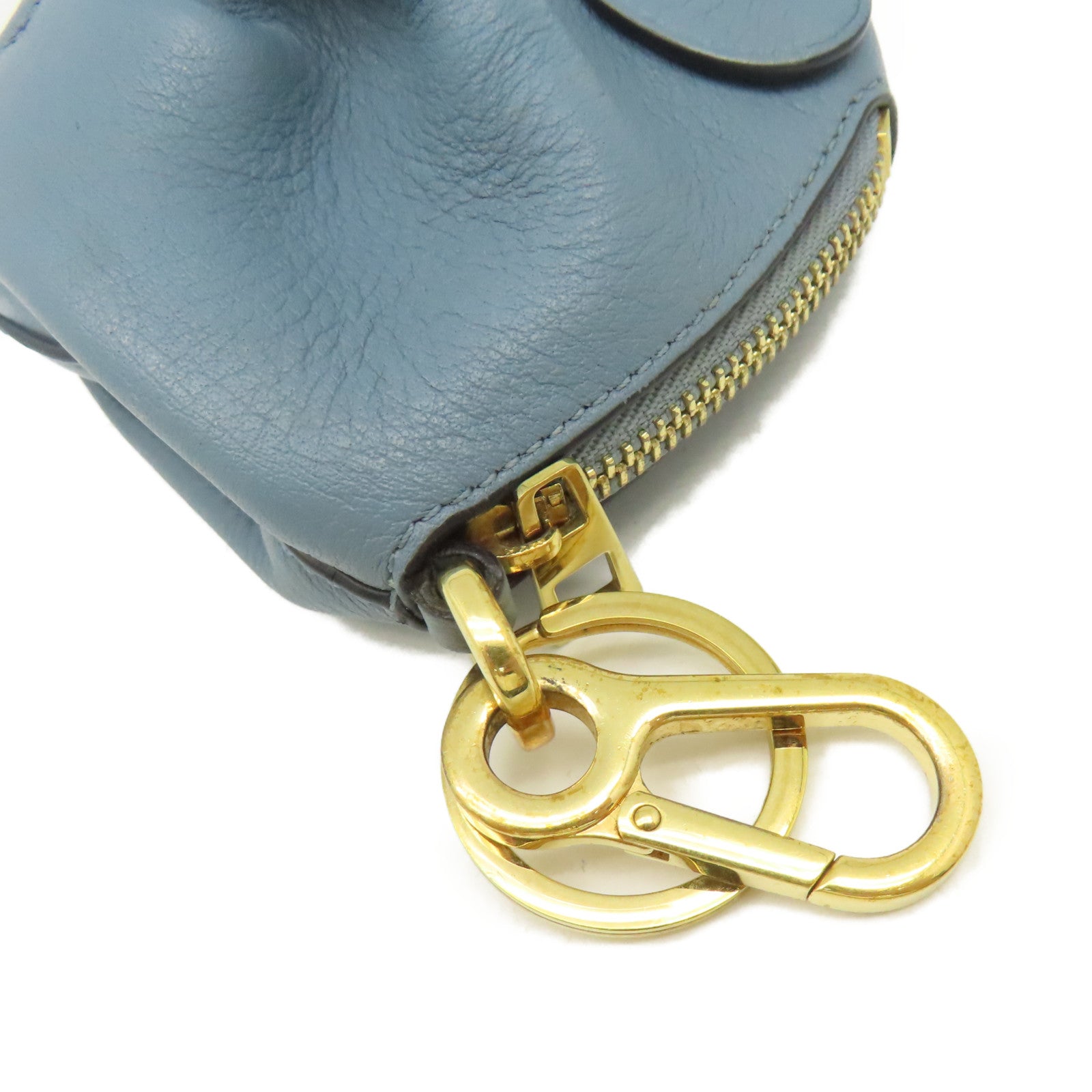 LOEWE 牛皮皮革Coin Purse金扣零錢包藍色