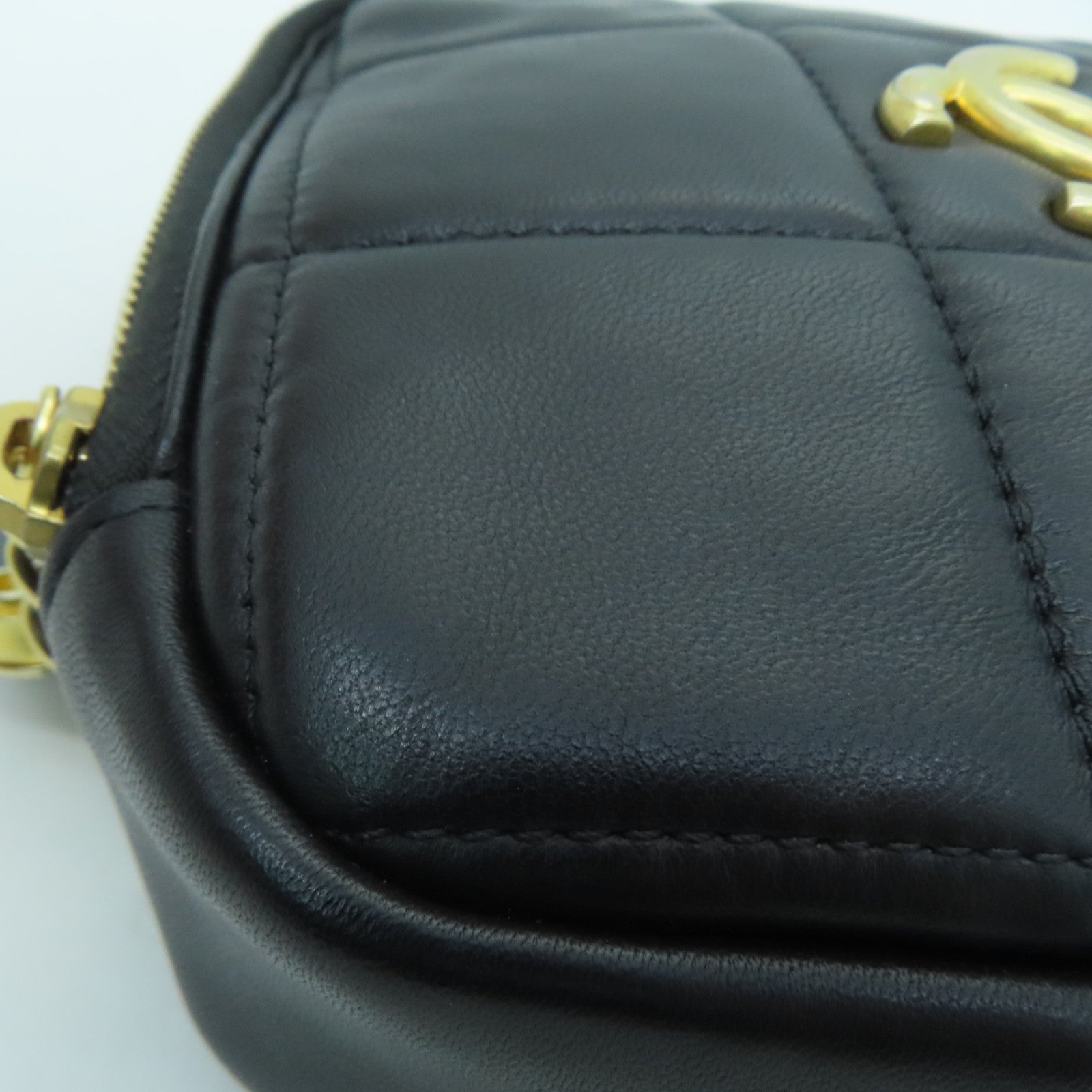 CHANEL 【激减优惠】菱格羊皮皮革Chain Shoulder Bag金扣链带肩背袋黑色