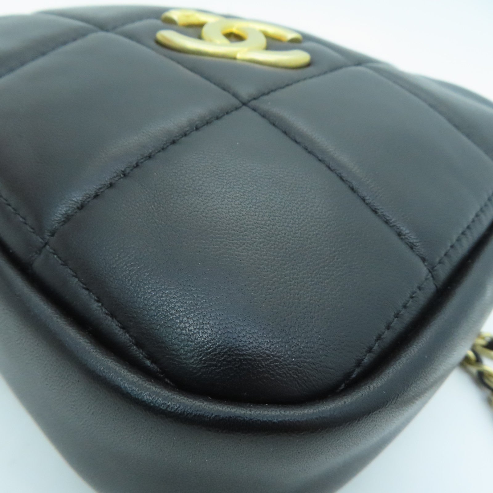CHANEL 【激减优惠】菱格羊皮皮革Chain Shoulder Bag金扣链带肩背袋黑色