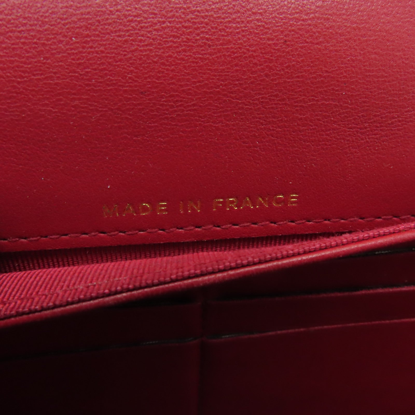 CHANEL 菱格羊皮皮革Long Wallet金扣長錢包紅色