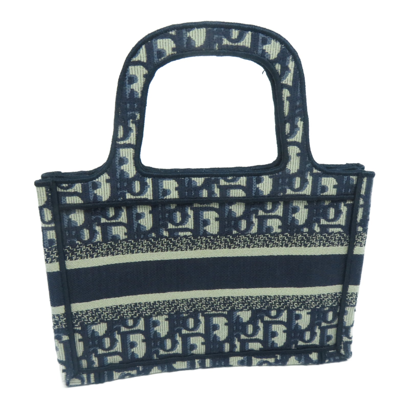 Dior 帆布/Oblique Embroidery Book Tote Mini手挽袋藍色