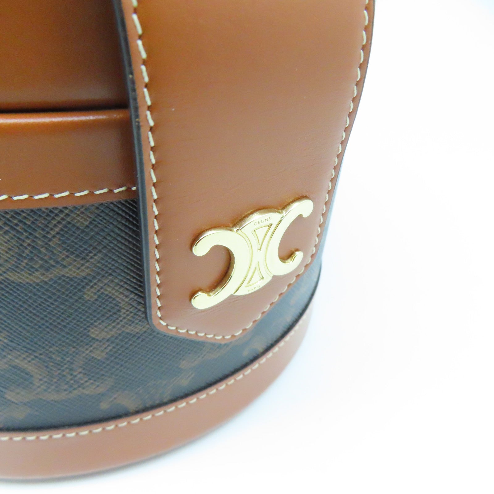 CELINE 涂层帆布Shoulder Bag金扣肩背袋啡色