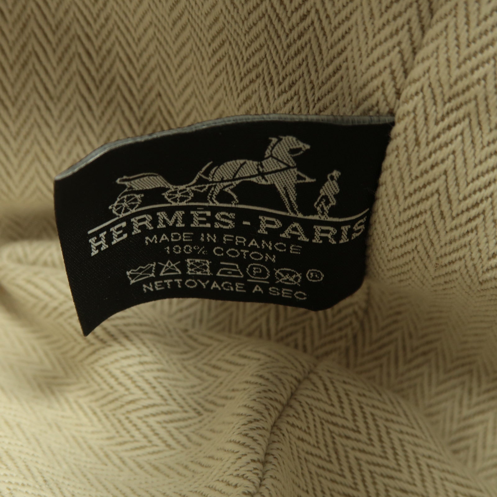 HERMES 帆布Bride-A Brac銀扣手挽袋淺褐色