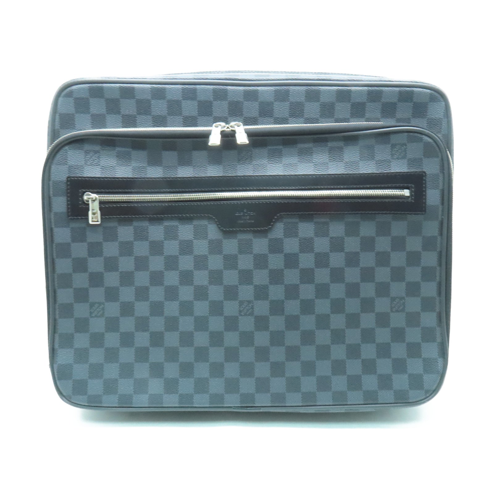LOUIS VUITTON Damier Pilot Case銀扣行李箱黑色