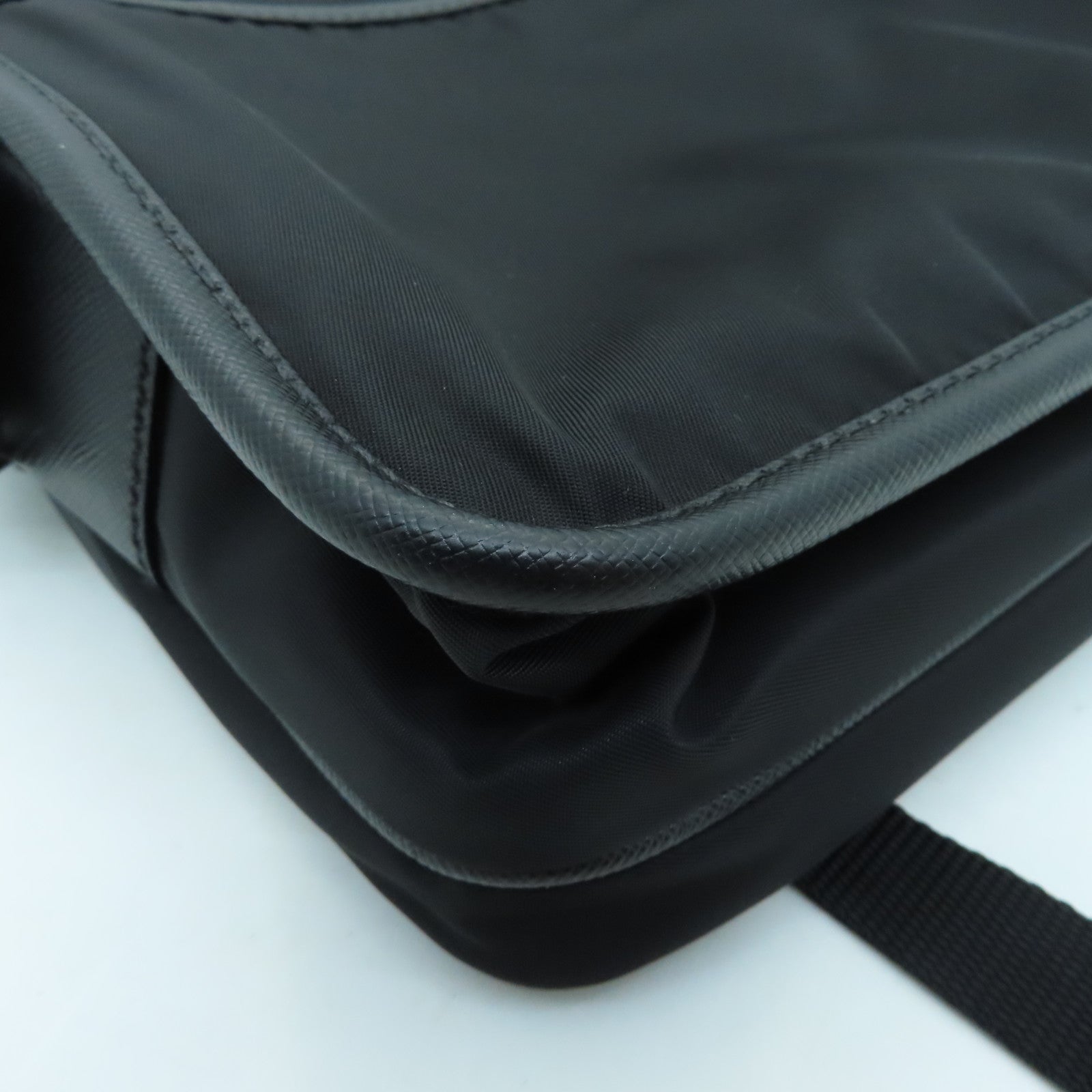 PRADA Nylon Shoulder Bag Silver Buckle Shoulder Bag Black