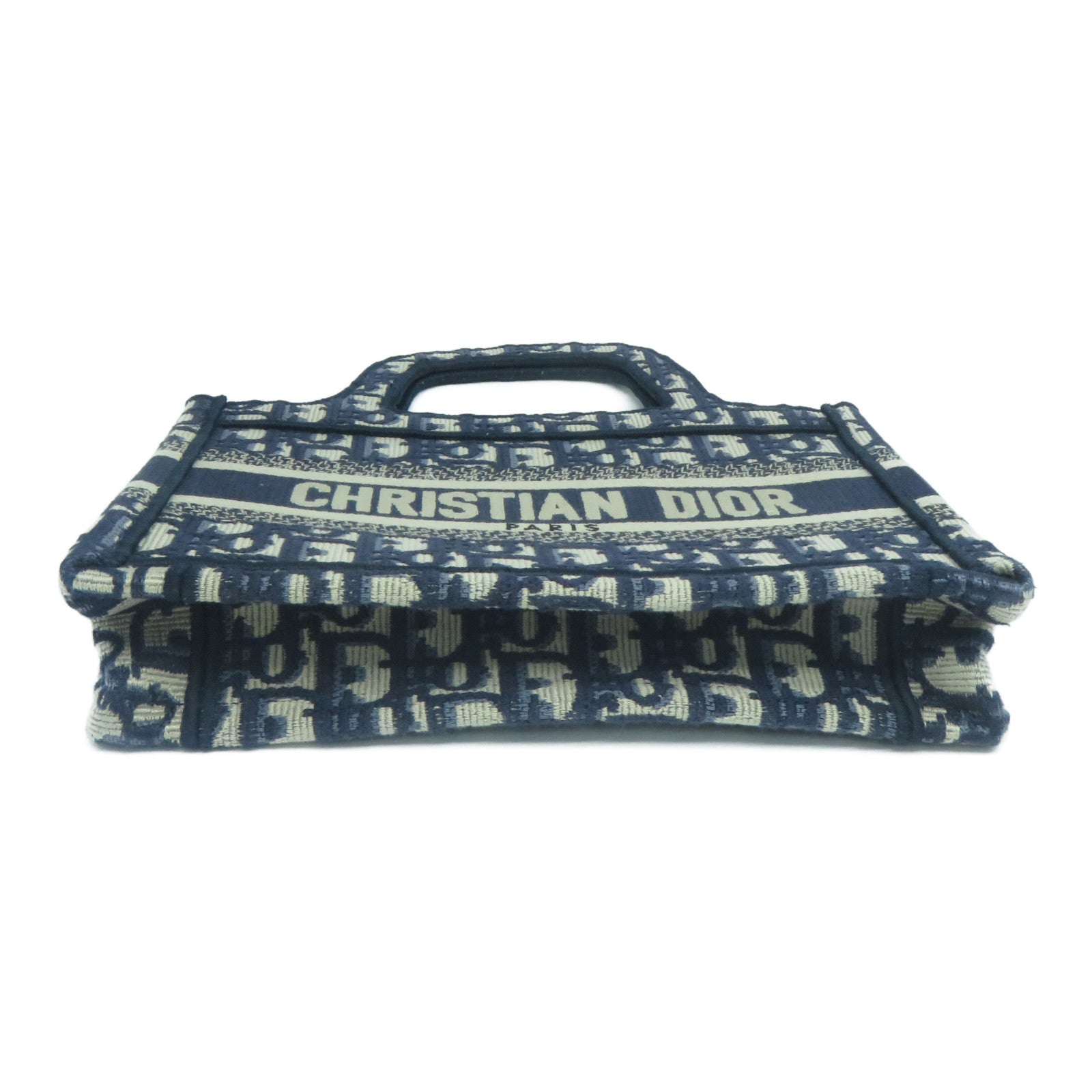 Dior 帆布/Oblique Embroidery Book Tote Mini手挽袋藍色