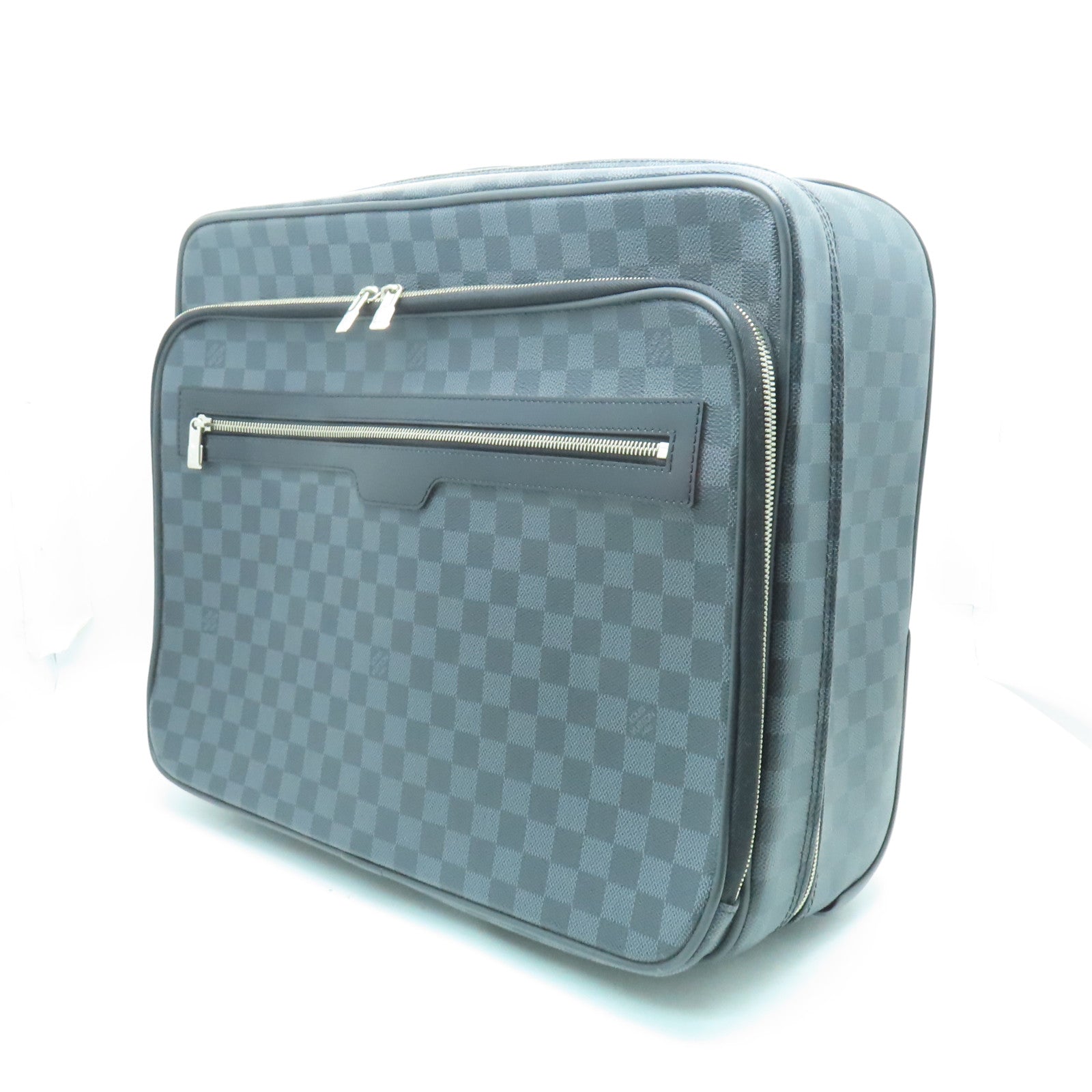LOUIS VUITTON Damier Pilot Case銀扣行李箱黑色
