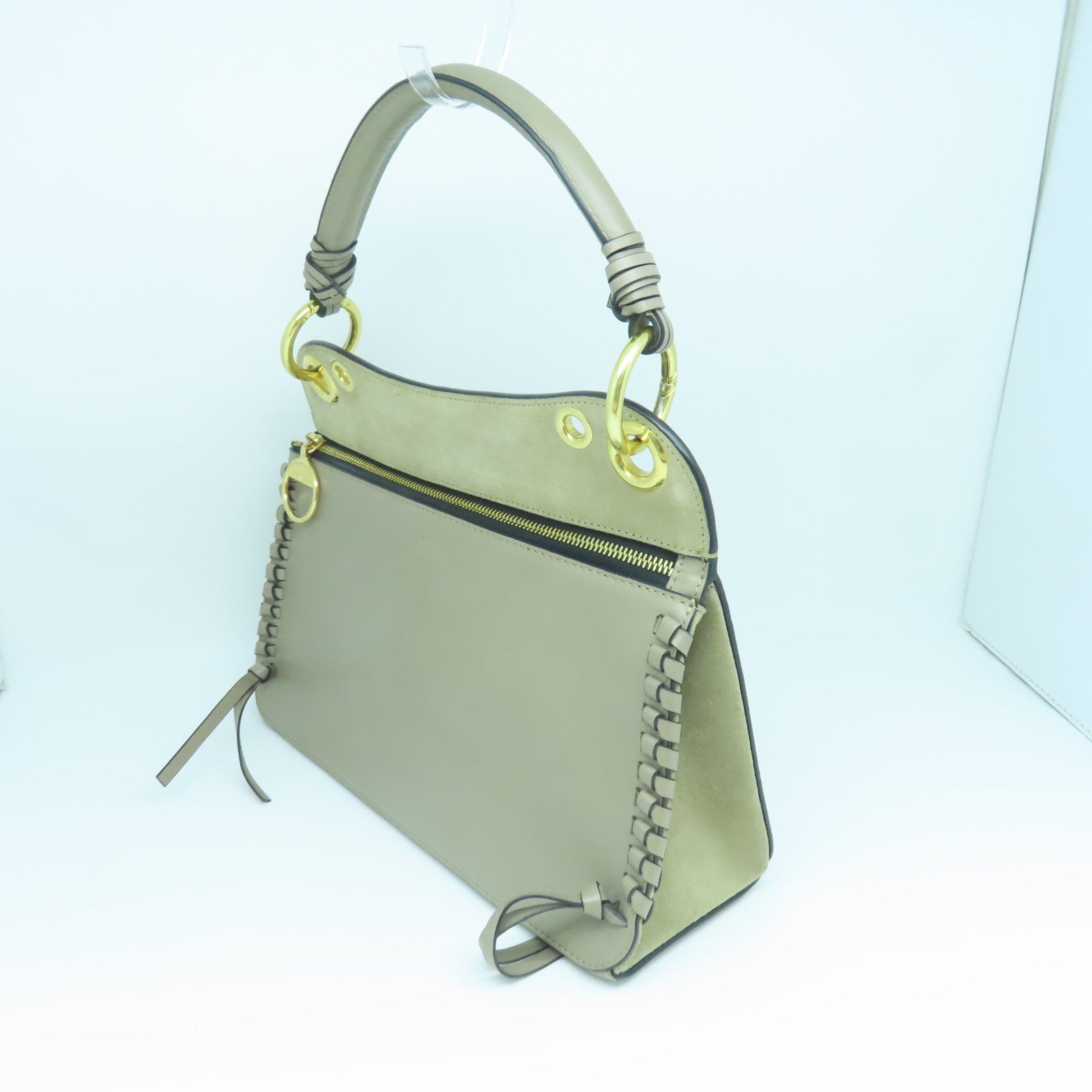 SEE BY CHLOE 【激減優惠】牛皮皮革/麂皮皮革２Way Shoulder金扣手挽肩背兩用袋灰色