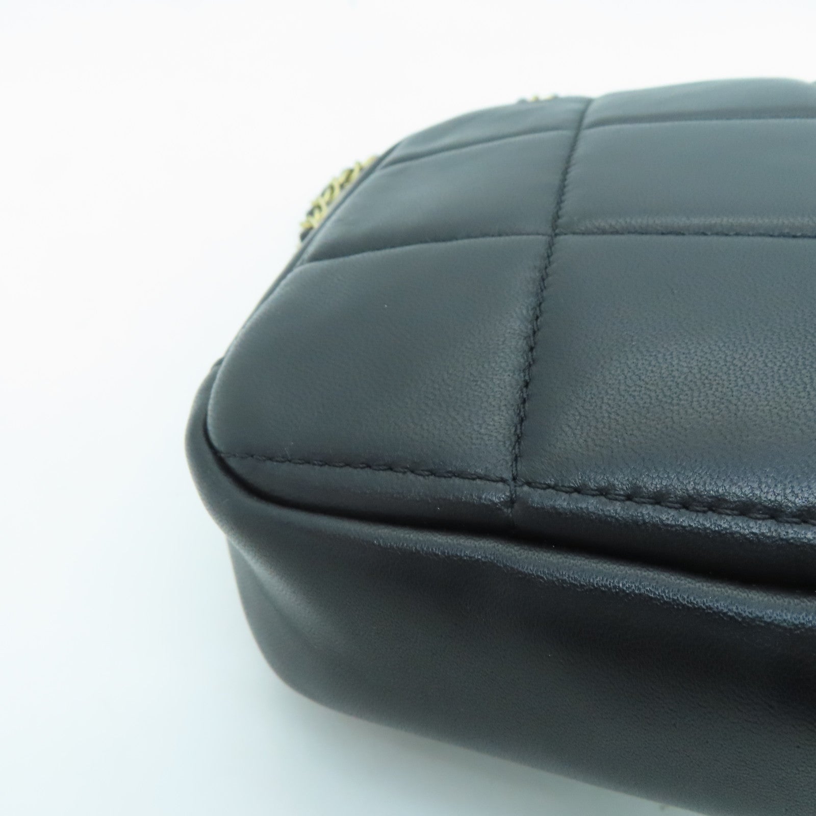 CHANEL 【激减优惠】菱格羊皮皮革Chain Shoulder Bag金扣链带肩背袋黑色