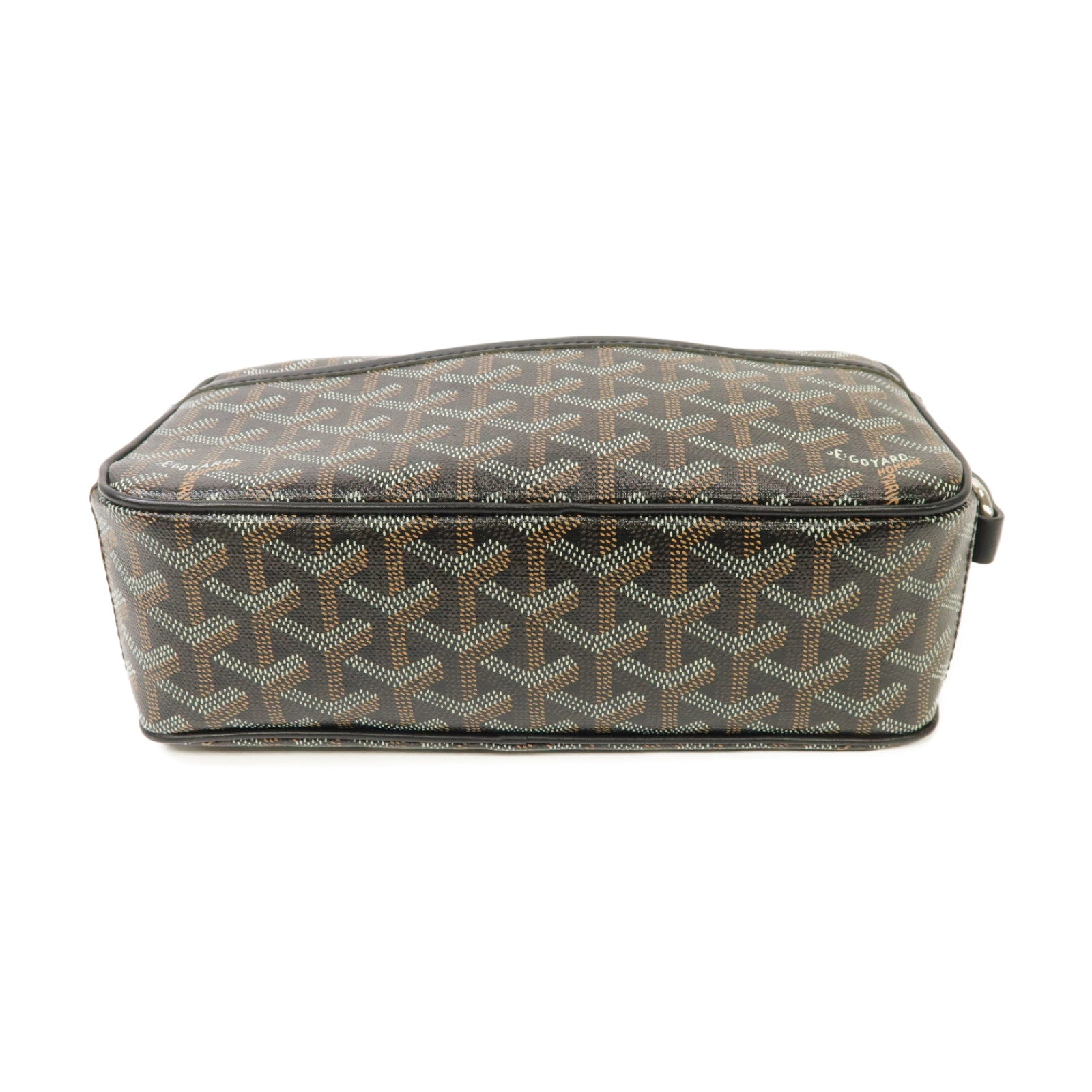 GOYARD 塗層帆布Cap Vert PM銀扣肩背袋黒色/棕色