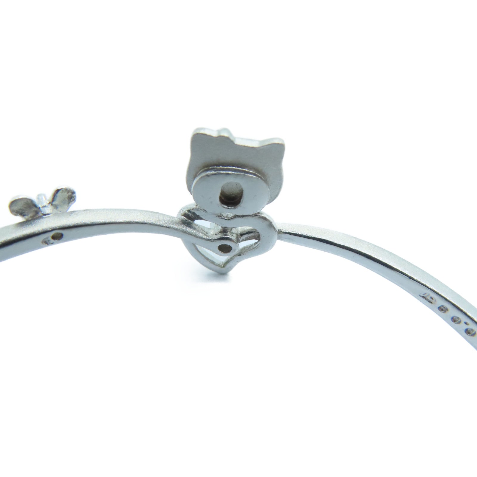 JEWELRY 18K White Gold Diamond Bangle Bracelet Silver