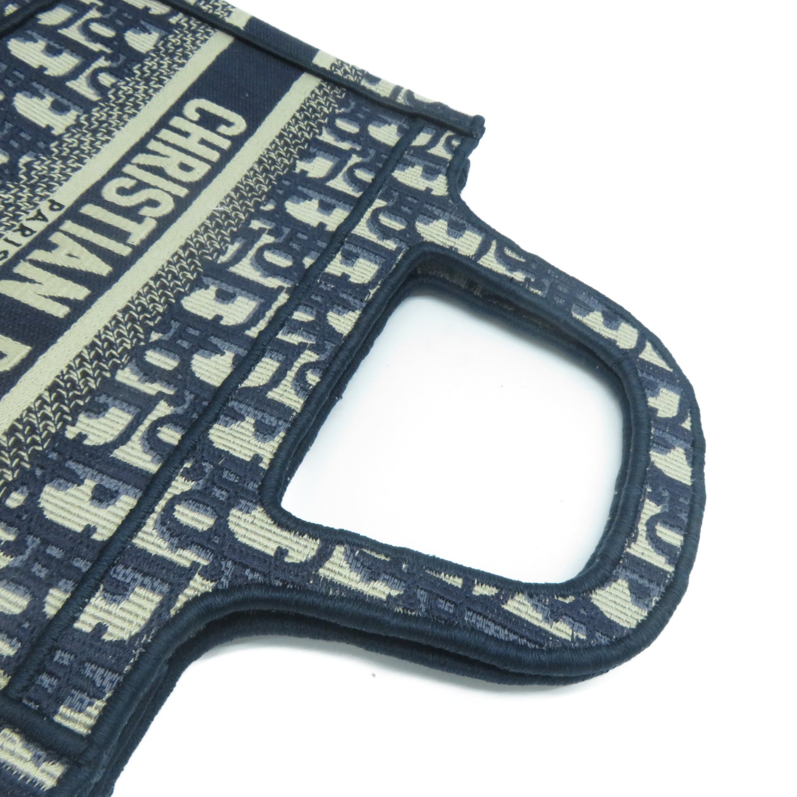 Dior 帆布/Oblique Embroidery Book Tote Mini手挽袋藍色