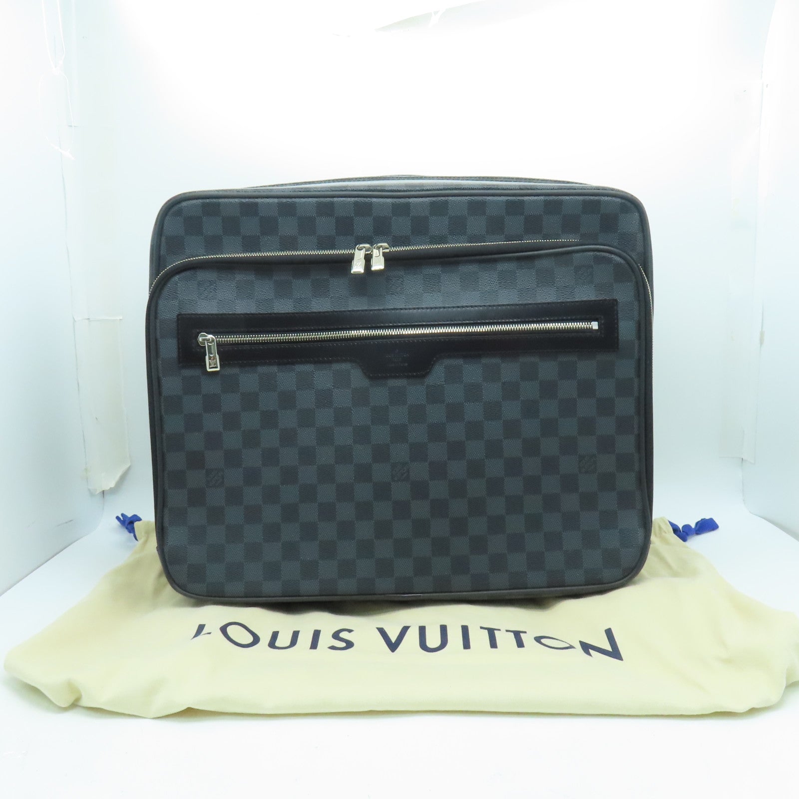 LOUIS VUITTON Damier Pilot Case銀扣行李箱黑色