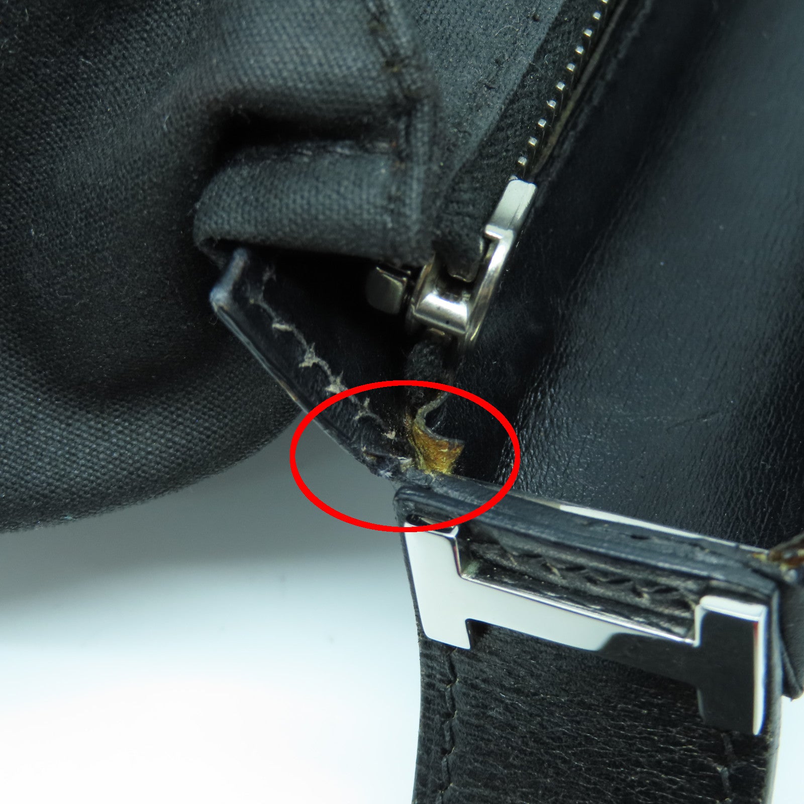 HERMES 帆布Yech Bag銀扣肩背袋黑色