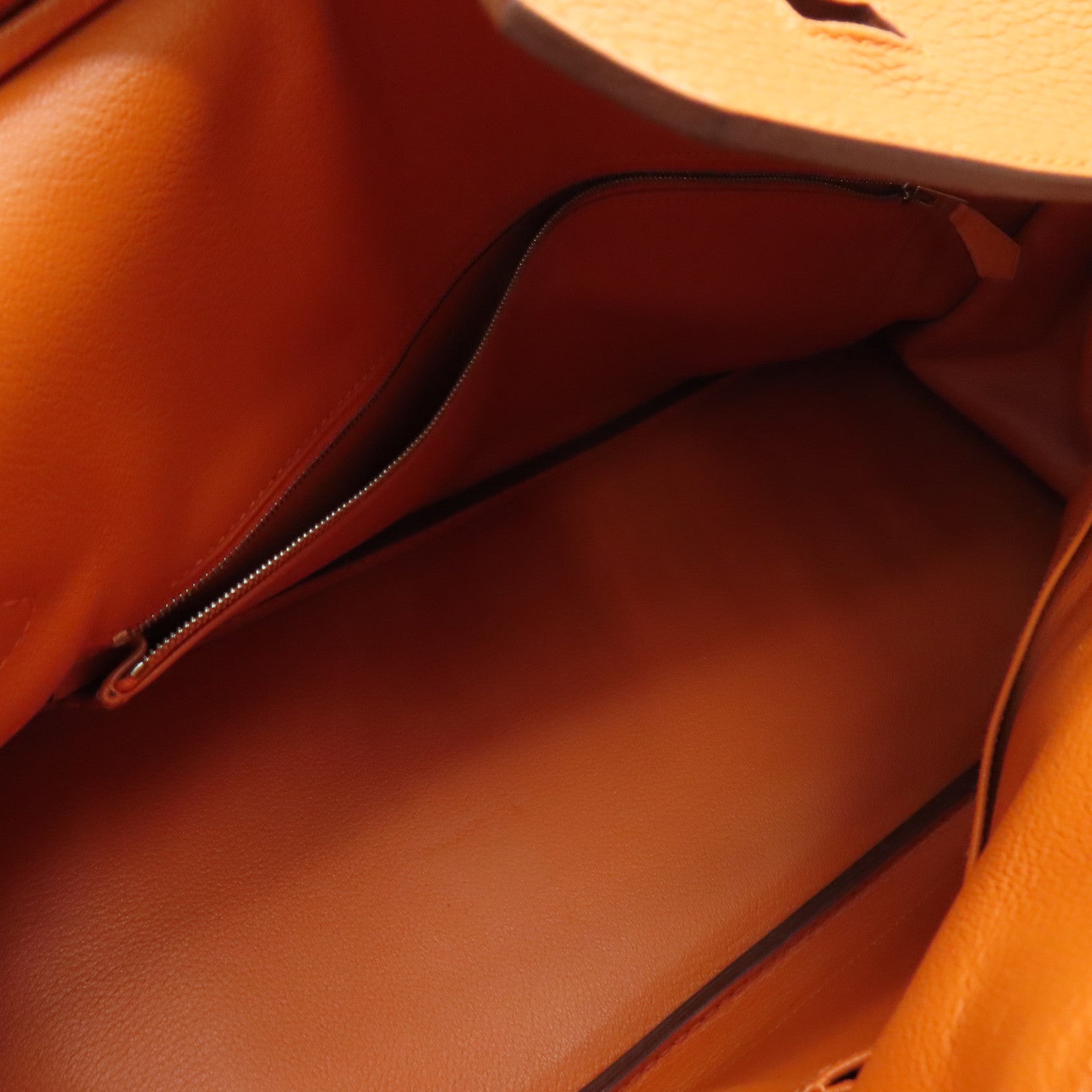 HERMES Clemence皮革Shoulder Birkin銀扣手挽袋/肩背袋橙色