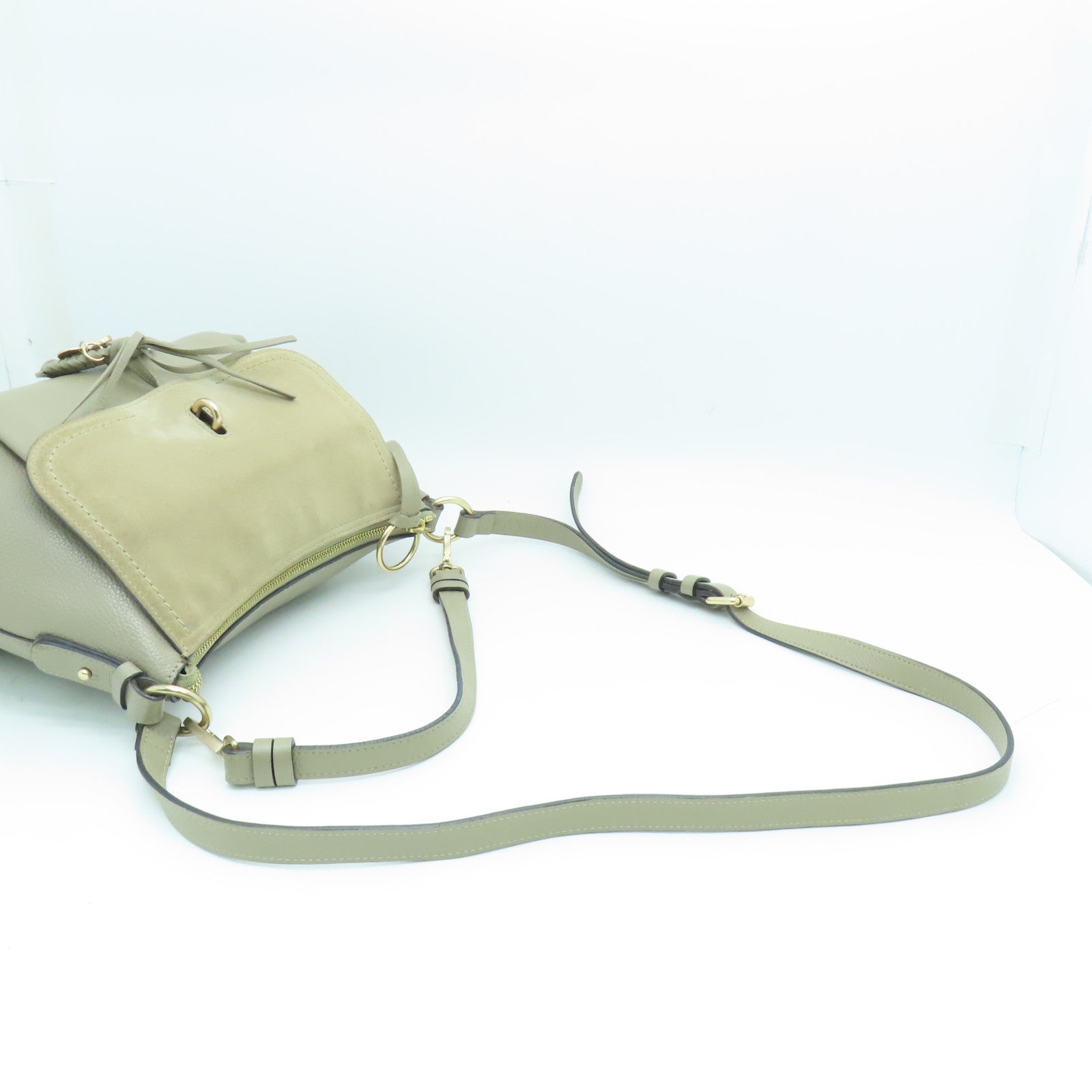 SEE BY CHLOE 牛皮皮革2way Shoulder Bag金扣手挽肩背兩用袋米色