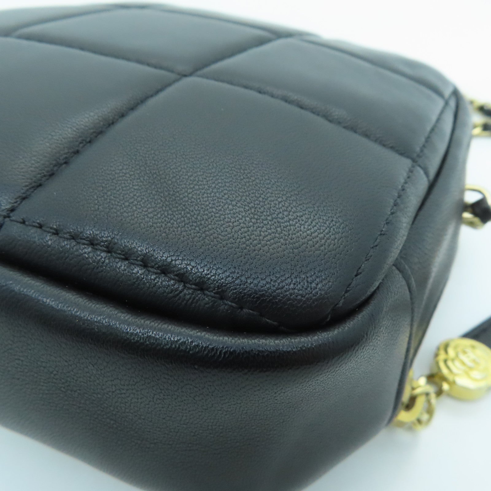 CHANEL 【激减优惠】菱格羊皮皮革Chain Shoulder Bag金扣链带肩背袋黑色