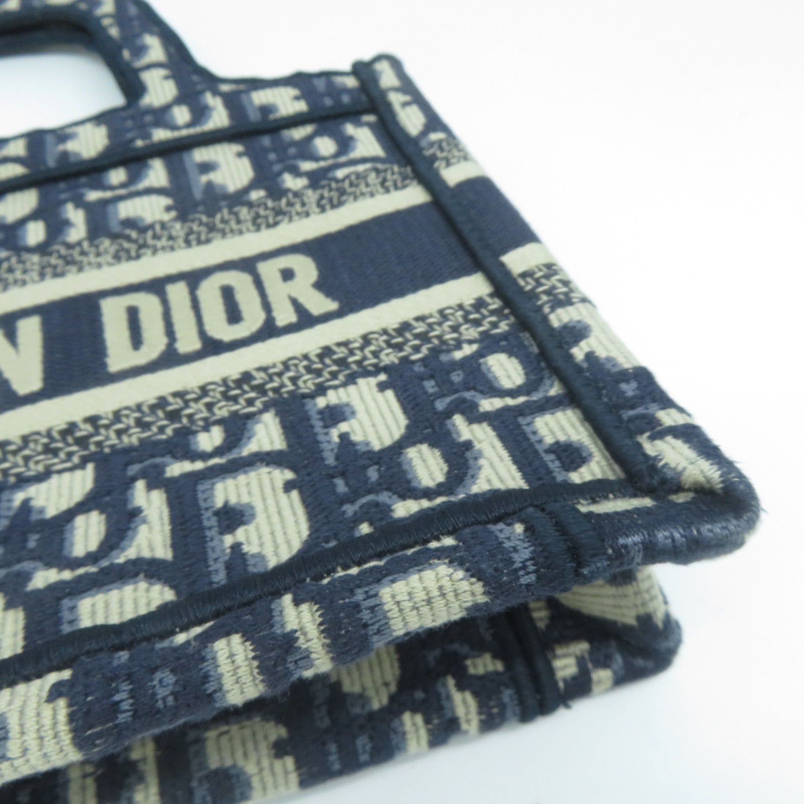 Dior 帆布/Oblique Embroidery Book Tote Mini手挽袋藍色