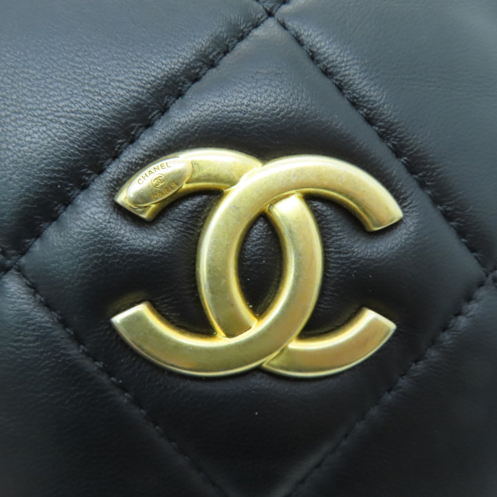 CHANEL 【激减优惠】菱格羊皮皮革Chain Shoulder Bag金扣链带肩背袋黑色