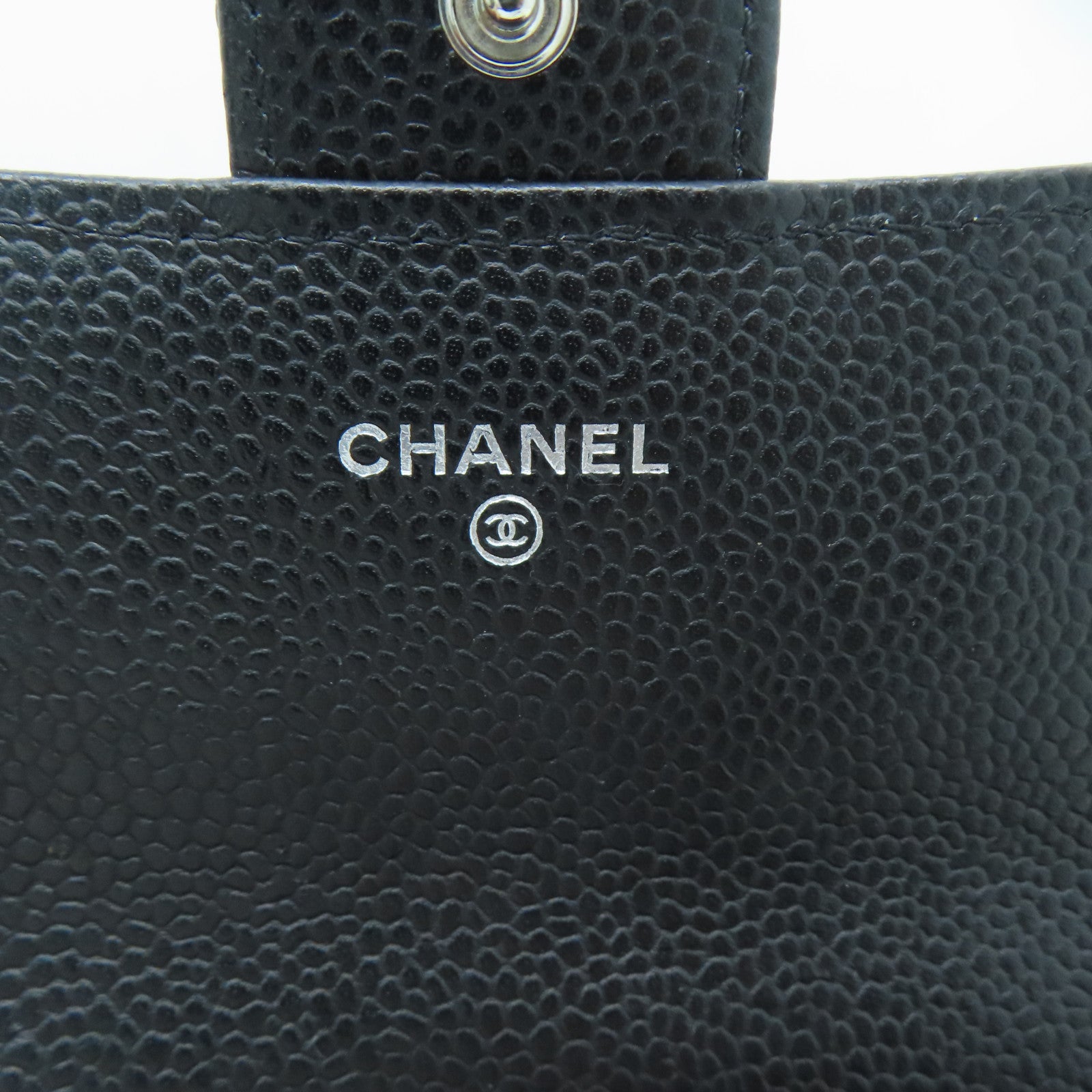 CHANEL 菱格Caviar皮革Long Wallet銀扣長錢包黑色