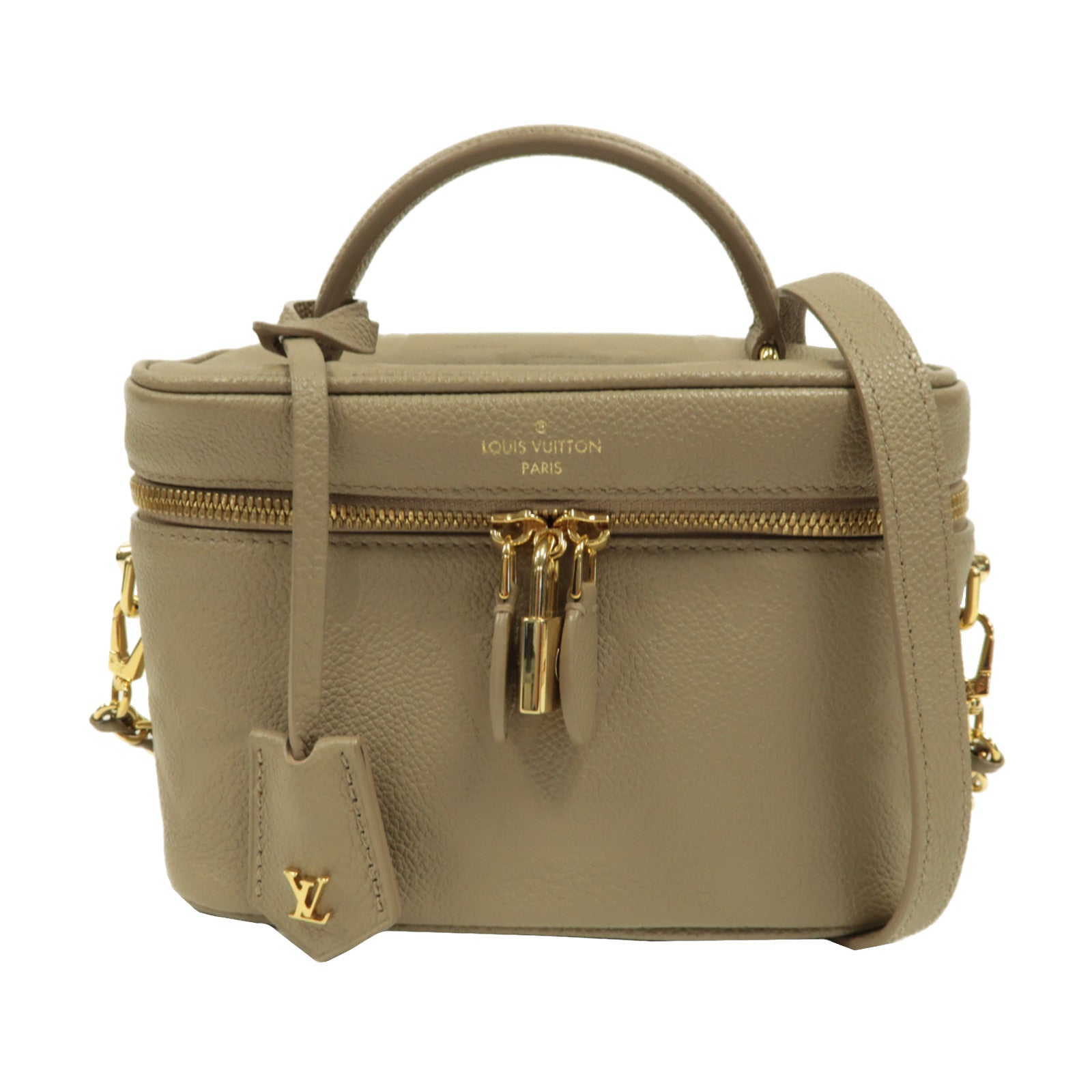 LOUIS VUITTON Monogram Empreinte Vanity PM金扣手挽肩背兩用袋灰色