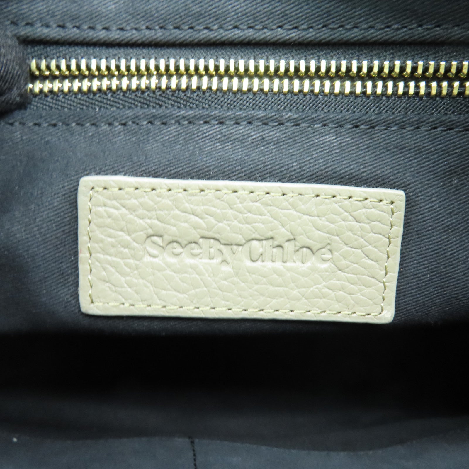 SEE BY CHLOE 牛皮皮革2way Shoulder Bag金扣手挽肩背兩用袋米色