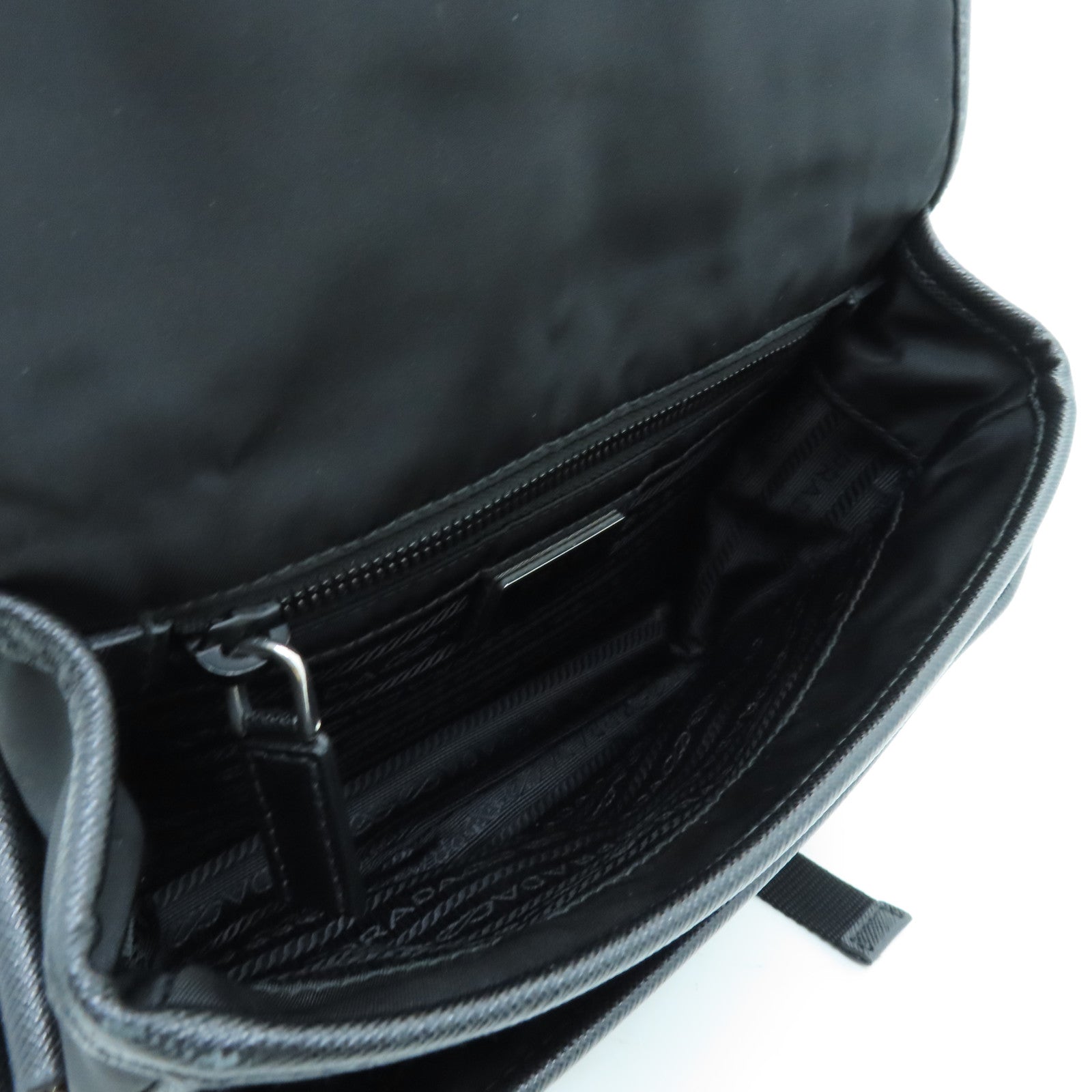 PRADA Nylon Shoulder Bag Silver Buckle Shoulder Bag Black