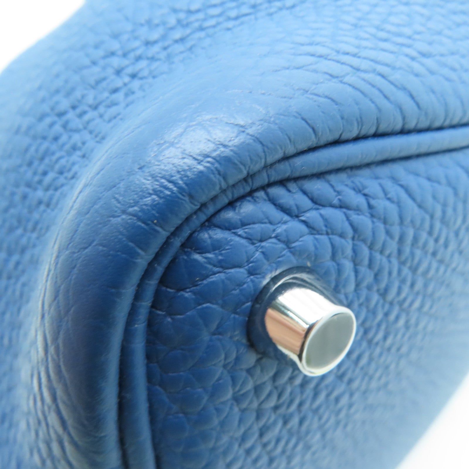 HERMES Clemence皮革Picotin PM Bucket Tote銀扣手挽袋紅色/藍色7A Q5