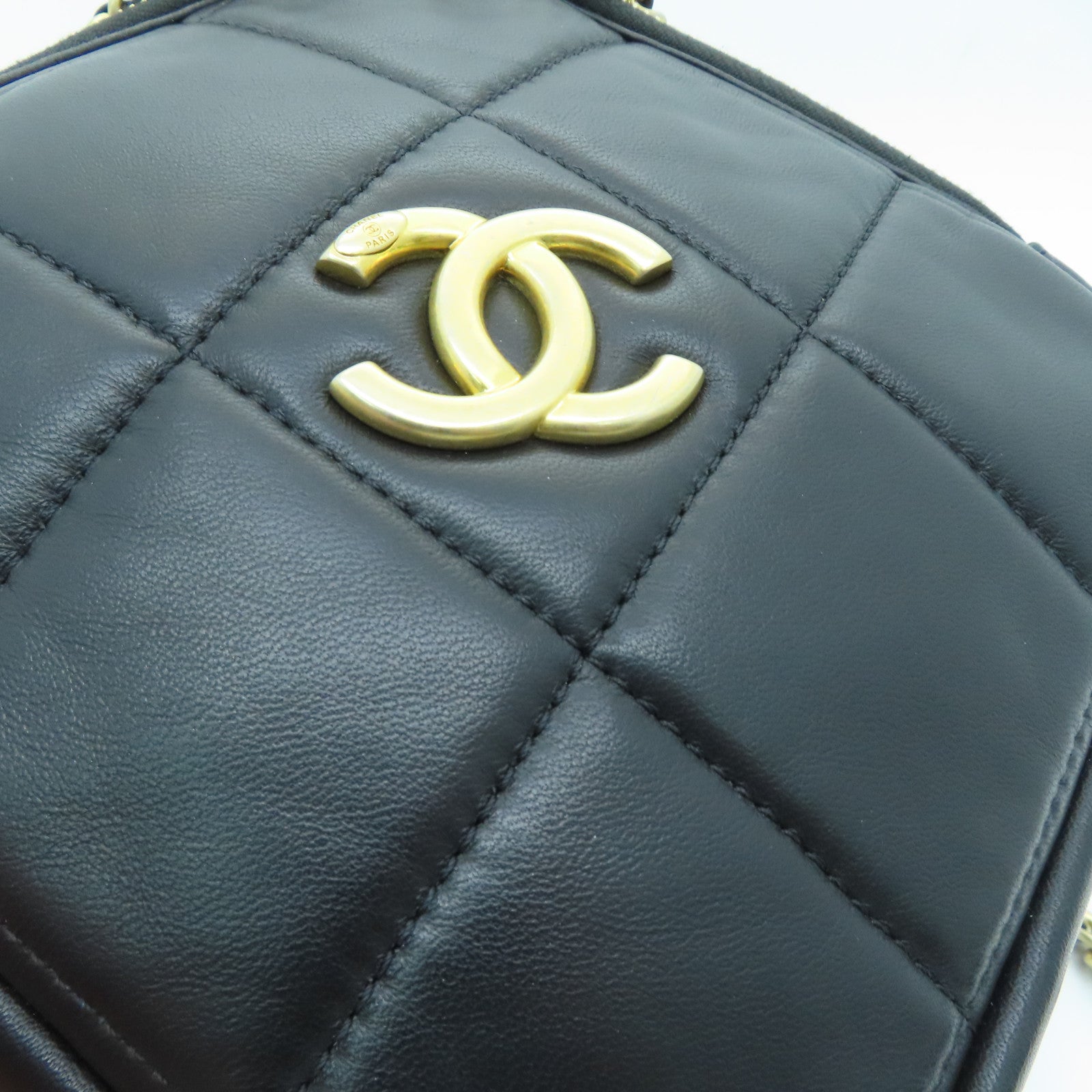 CHANEL 【激减优惠】菱格羊皮皮革Chain Shoulder Bag金扣链带肩背袋黑色