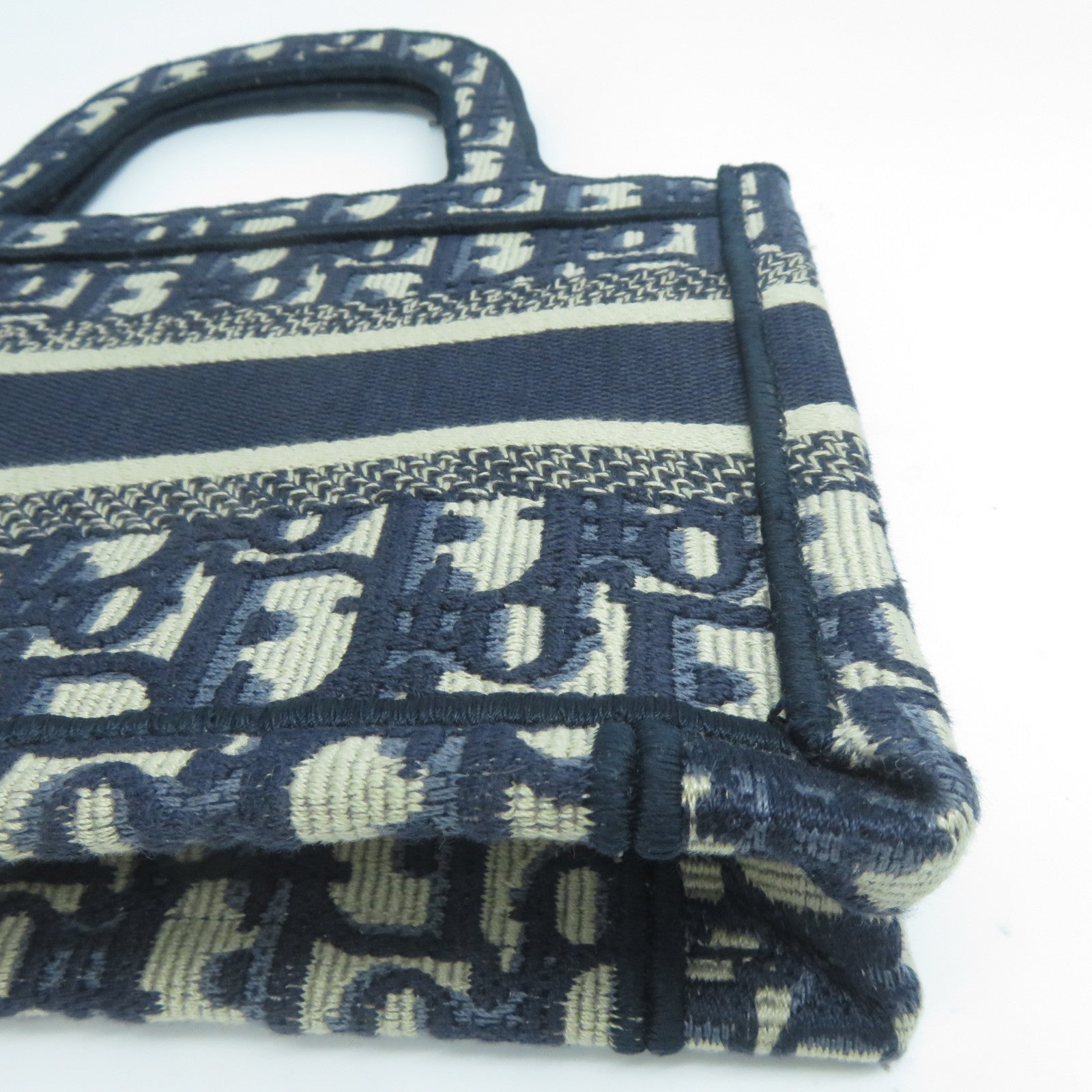 Dior 帆布/Oblique Embroidery Book Tote Mini手挽袋藍色