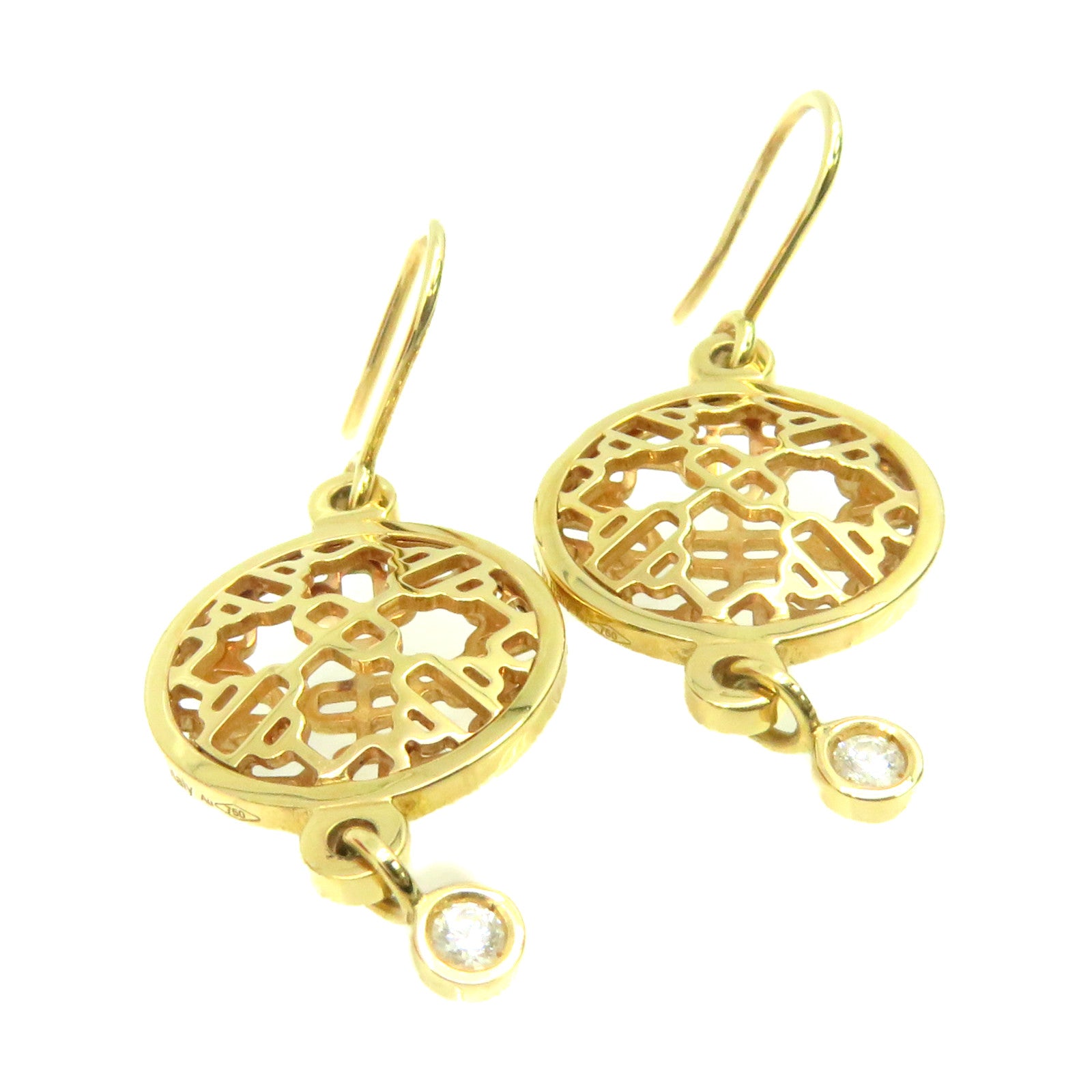 HERMES 18K玫瑰金Chaine d'Ancre Earrings耳环金色