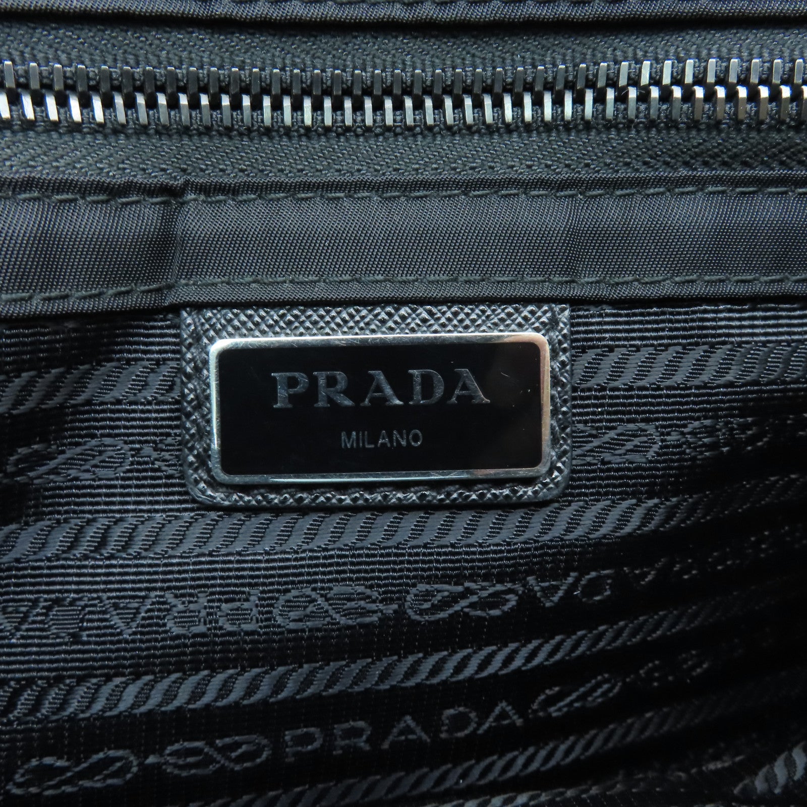 PRADA Nylon Shoulder Bag Silver Buckle Shoulder Bag Black