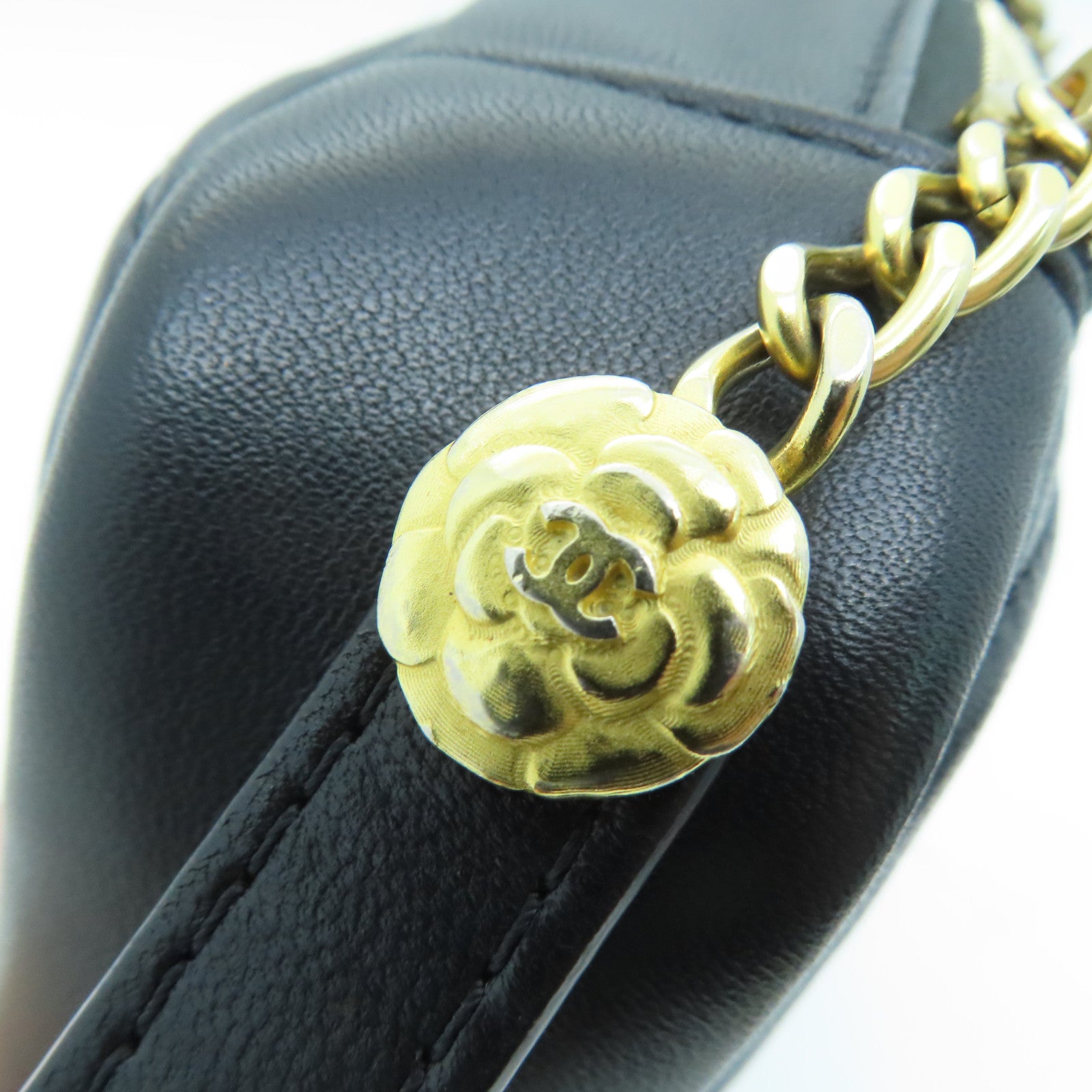CHANEL 【激减优惠】菱格羊皮皮革Chain Shoulder Bag金扣链带肩背袋黑色