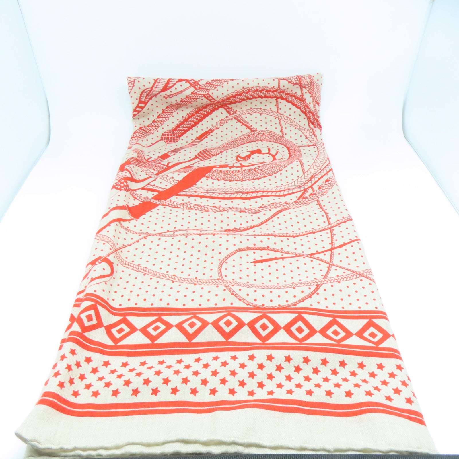 HERMES 羊絨/絲質Scarf圍巾橙色