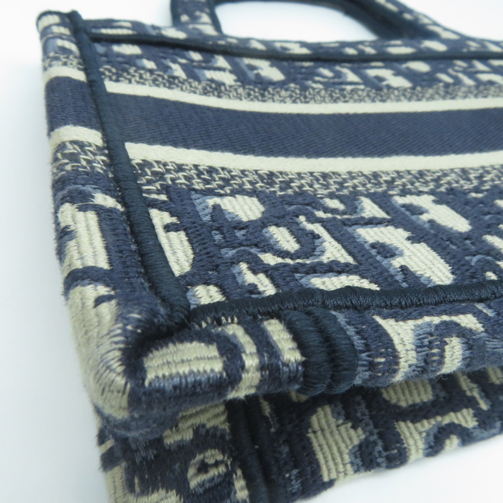 Dior 帆布/Oblique Embroidery Book Tote Mini手挽袋藍色