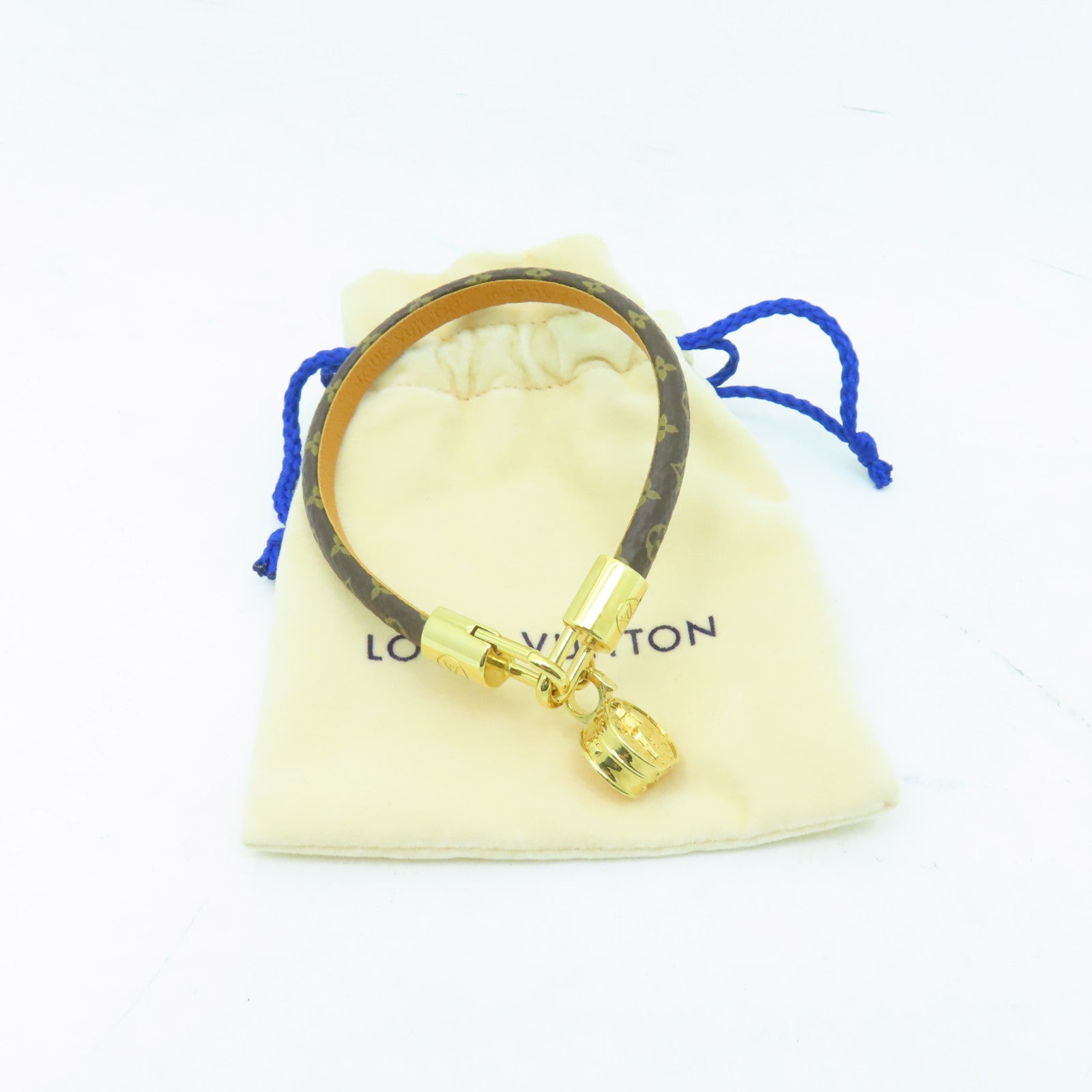 LOUIS VUITTON Monogram/金屬Bracelet手鏈棕色/金色