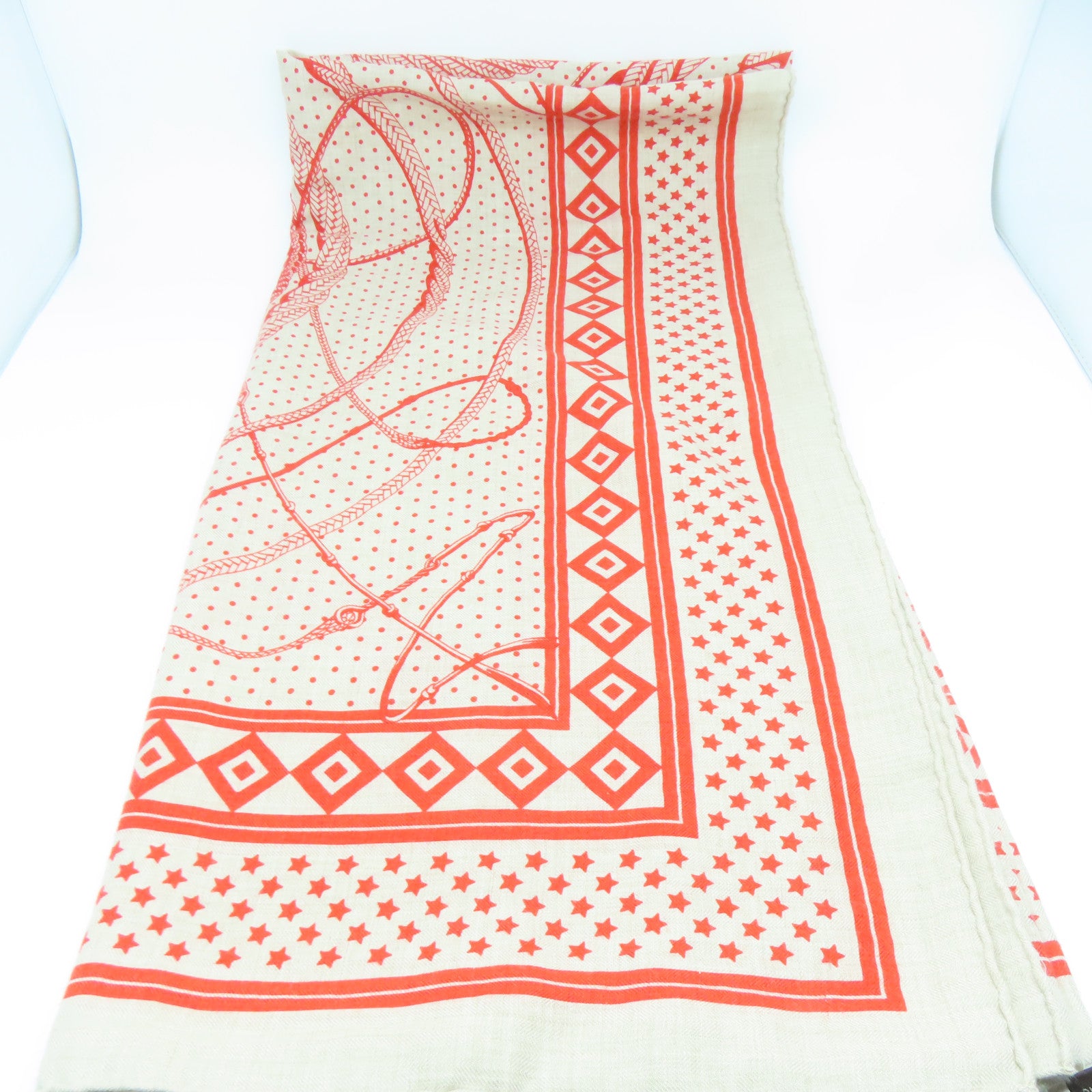 HERMES 羊絨/絲質Scarf圍巾橙色