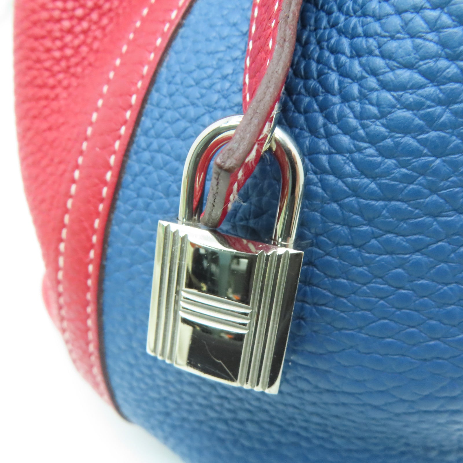 HERMES Clemence皮革Picotin PM Bucket Tote銀扣手挽袋紅色/藍色7A Q5