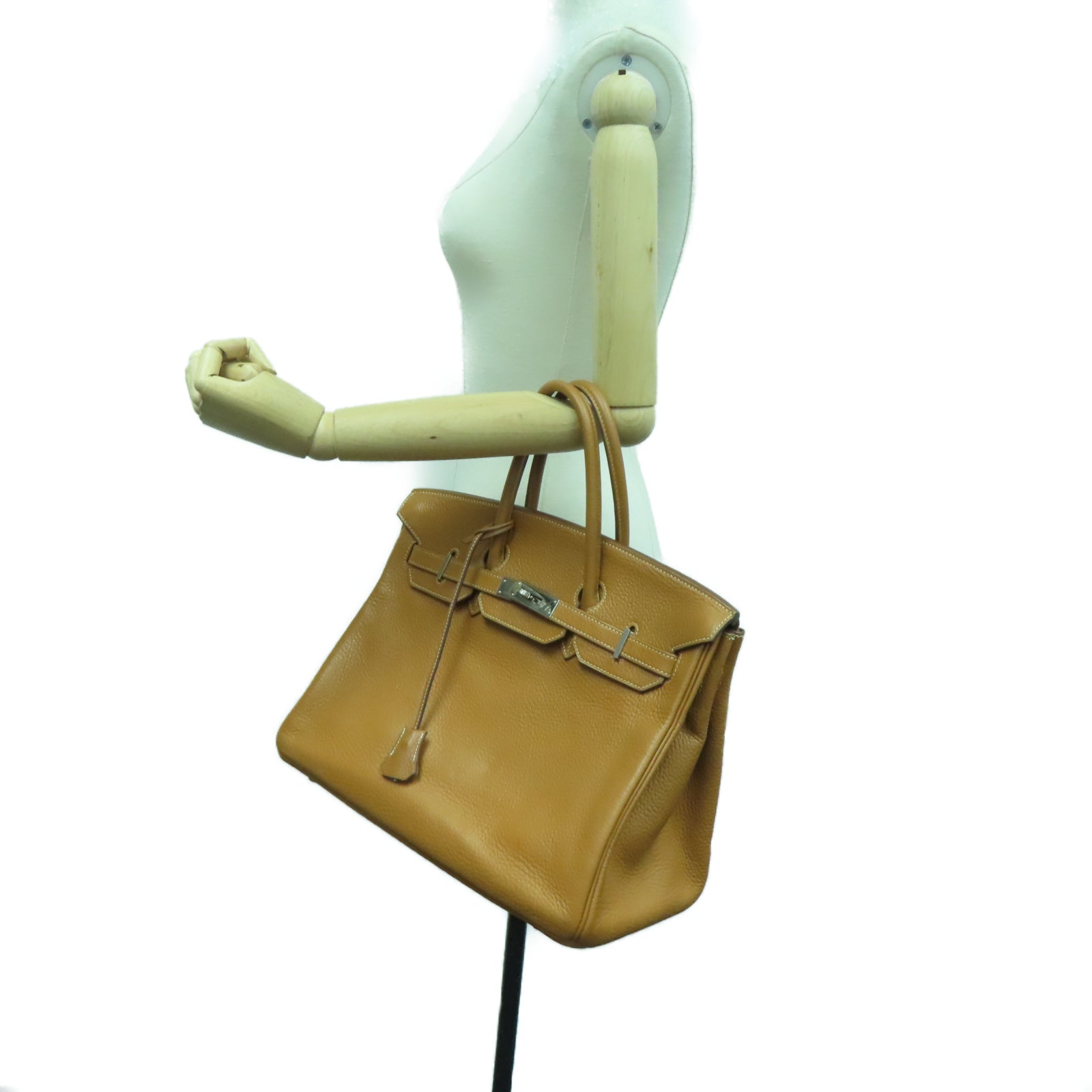 HERMES 【激减优惠】Clemence皮革Birkin 35银扣手挽袋啡色