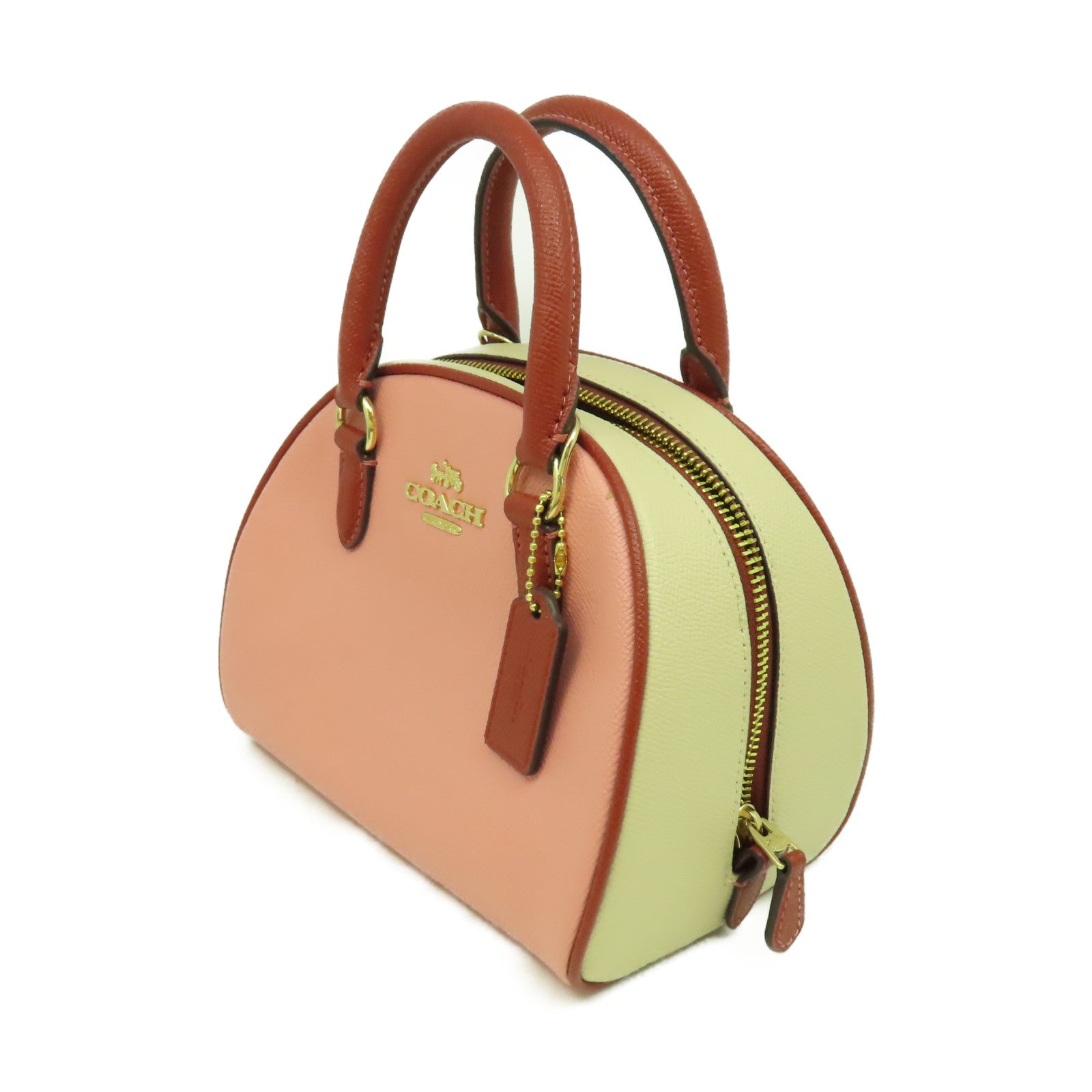 COACH 皮革Sydney Satchel Bag金扣手挽肩背兩用袋粉紅色