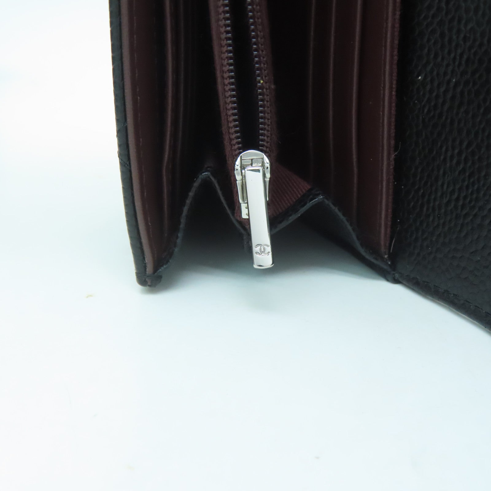 CHANEL 菱格Caviar皮革Long Wallet銀扣長錢包黑色