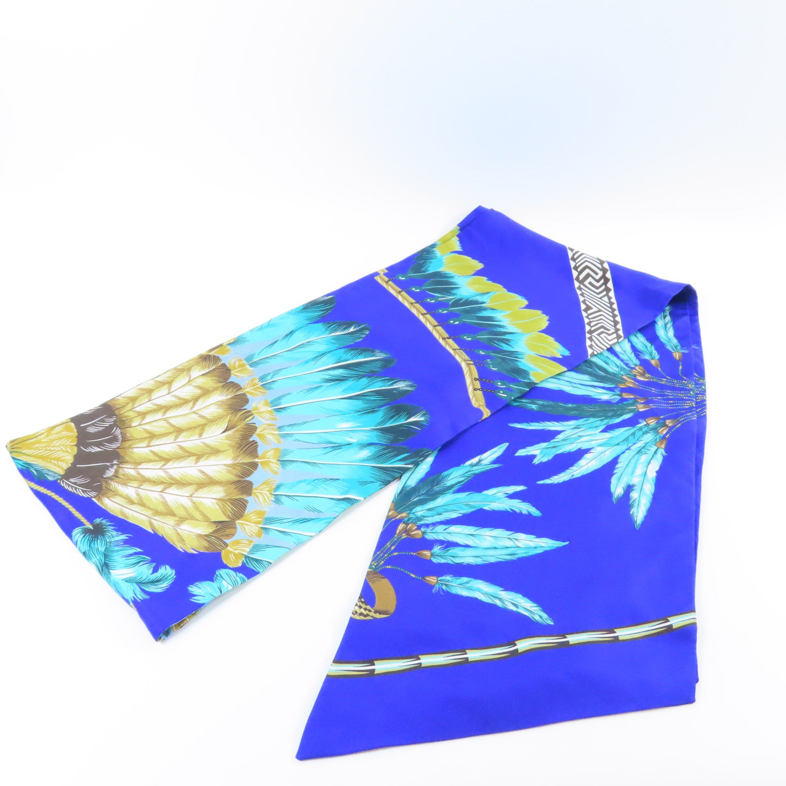HERMES 絲質Maxi Twilly Scarf絲巾藍色