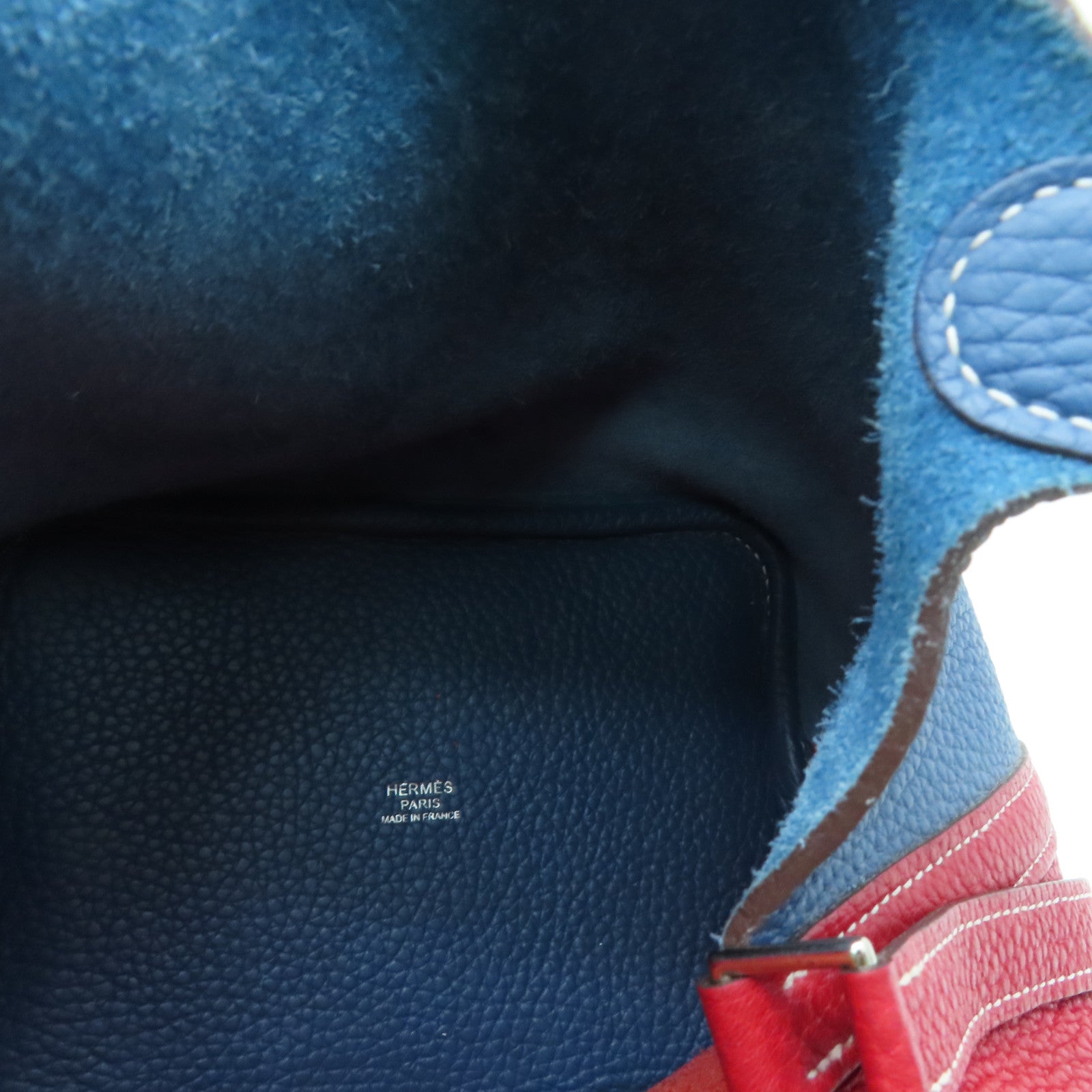 HERMES Clemence皮革Picotin PM Bucket Tote銀扣手挽袋紅色/藍色7A Q5