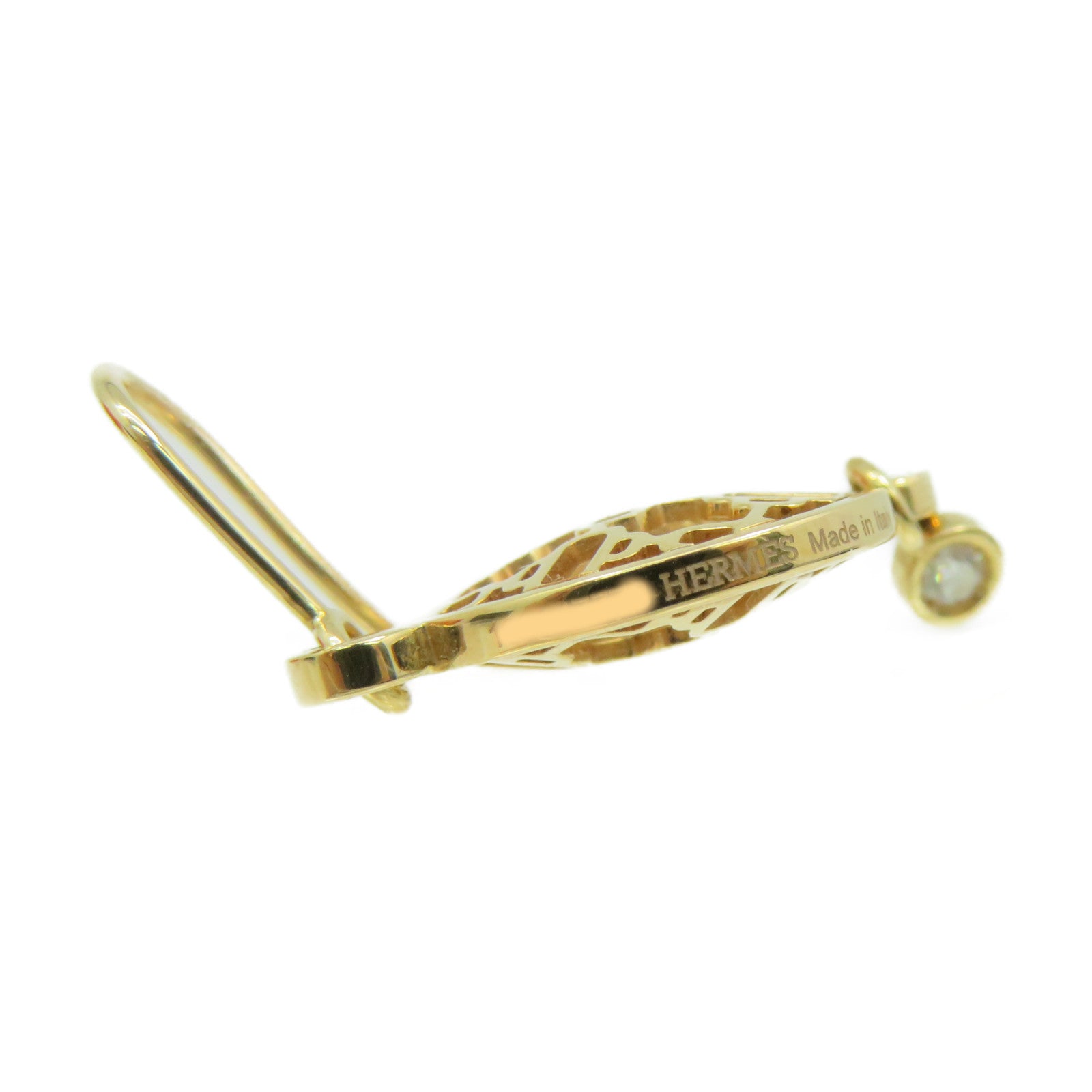 HERMES 18K玫瑰金Chaine d'Ancre Earrings耳环金色