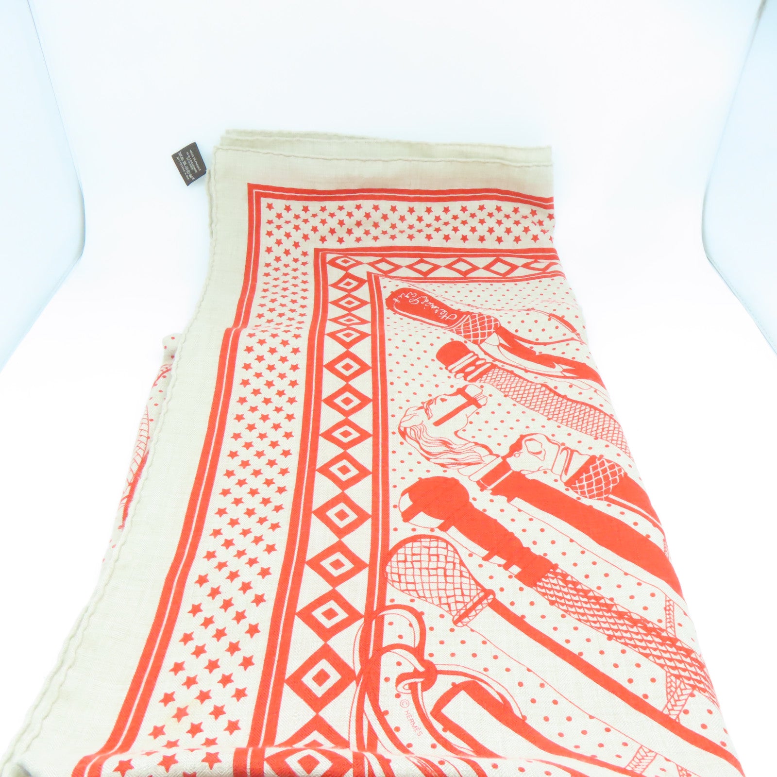HERMES 羊絨/絲質Scarf圍巾橙色