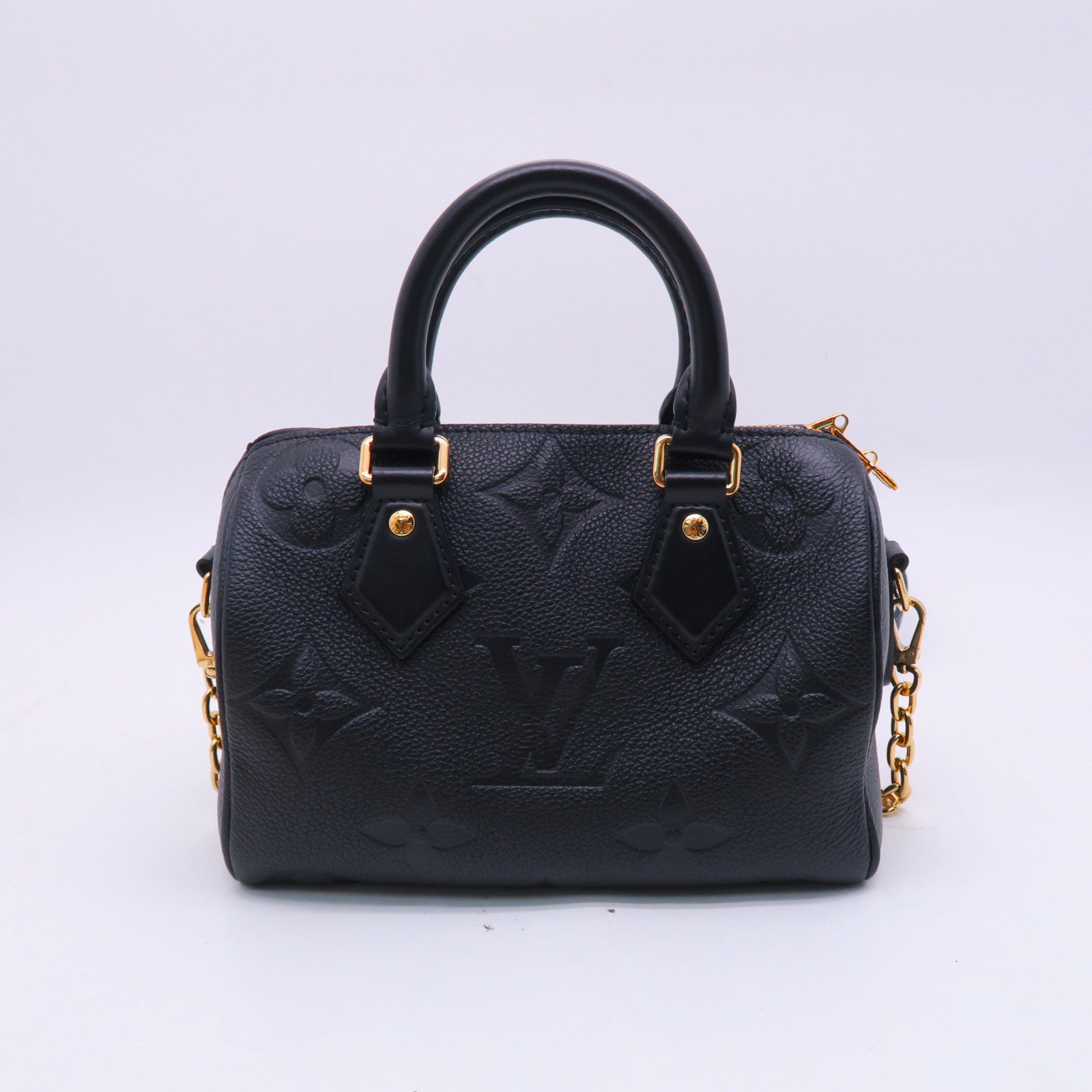 LOUIS VUITTON Monogram Empreinte Speedy Bandouliere 20金扣手挽肩背兩用袋黑色