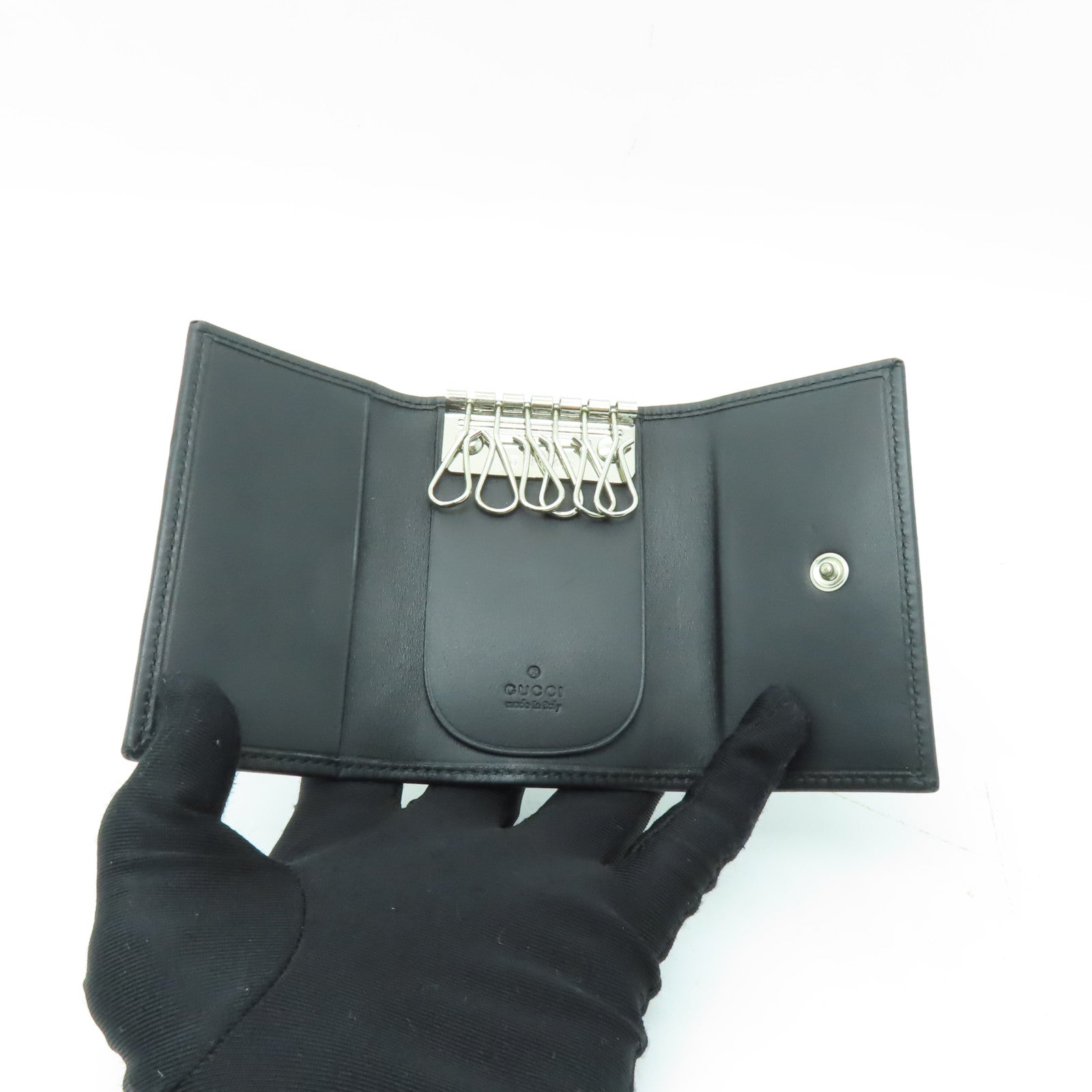 GUCCI 帆布Key Case銀扣鎖匙包黒色