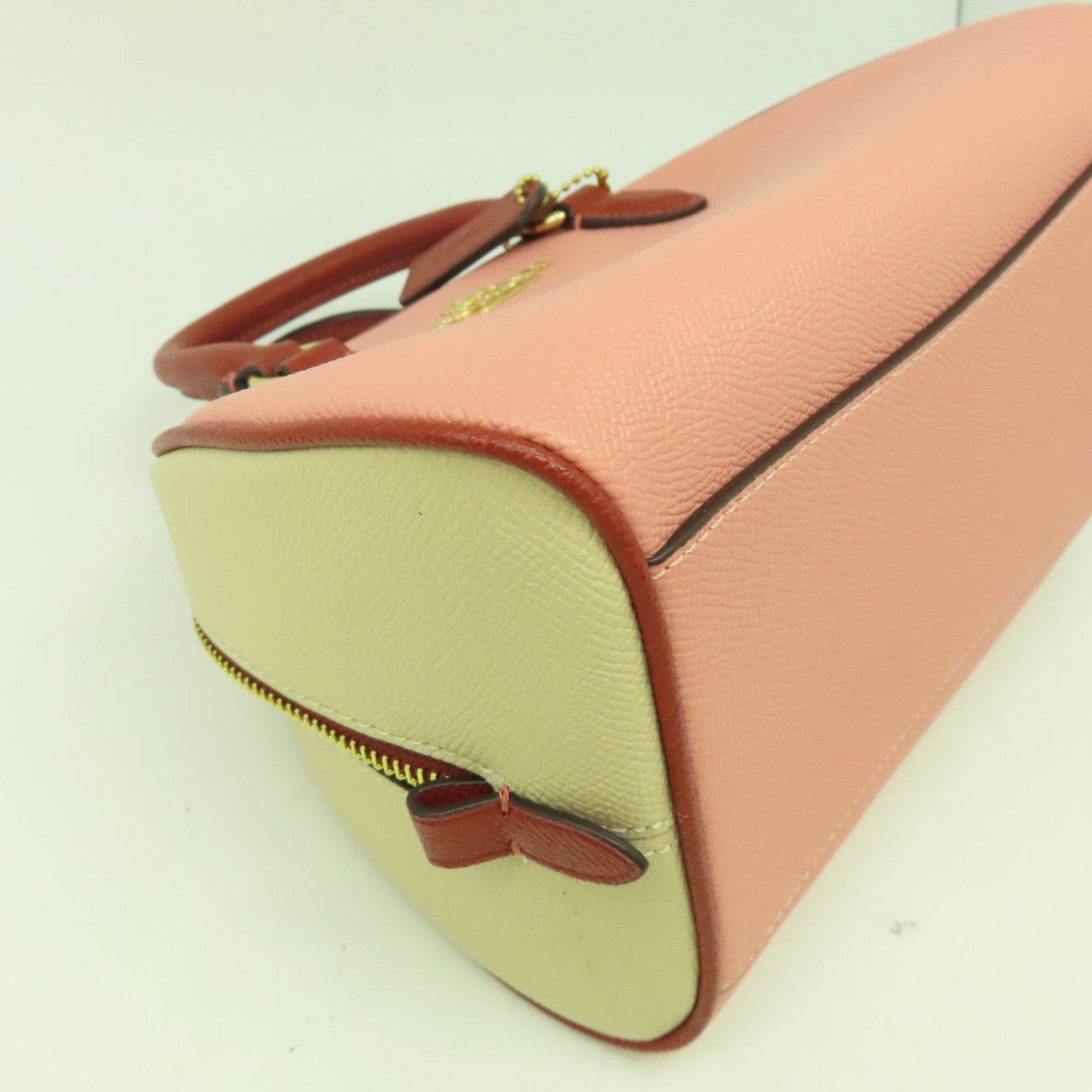 COACH 皮革Sydney Satchel Bag金扣手挽肩背兩用袋粉紅色
