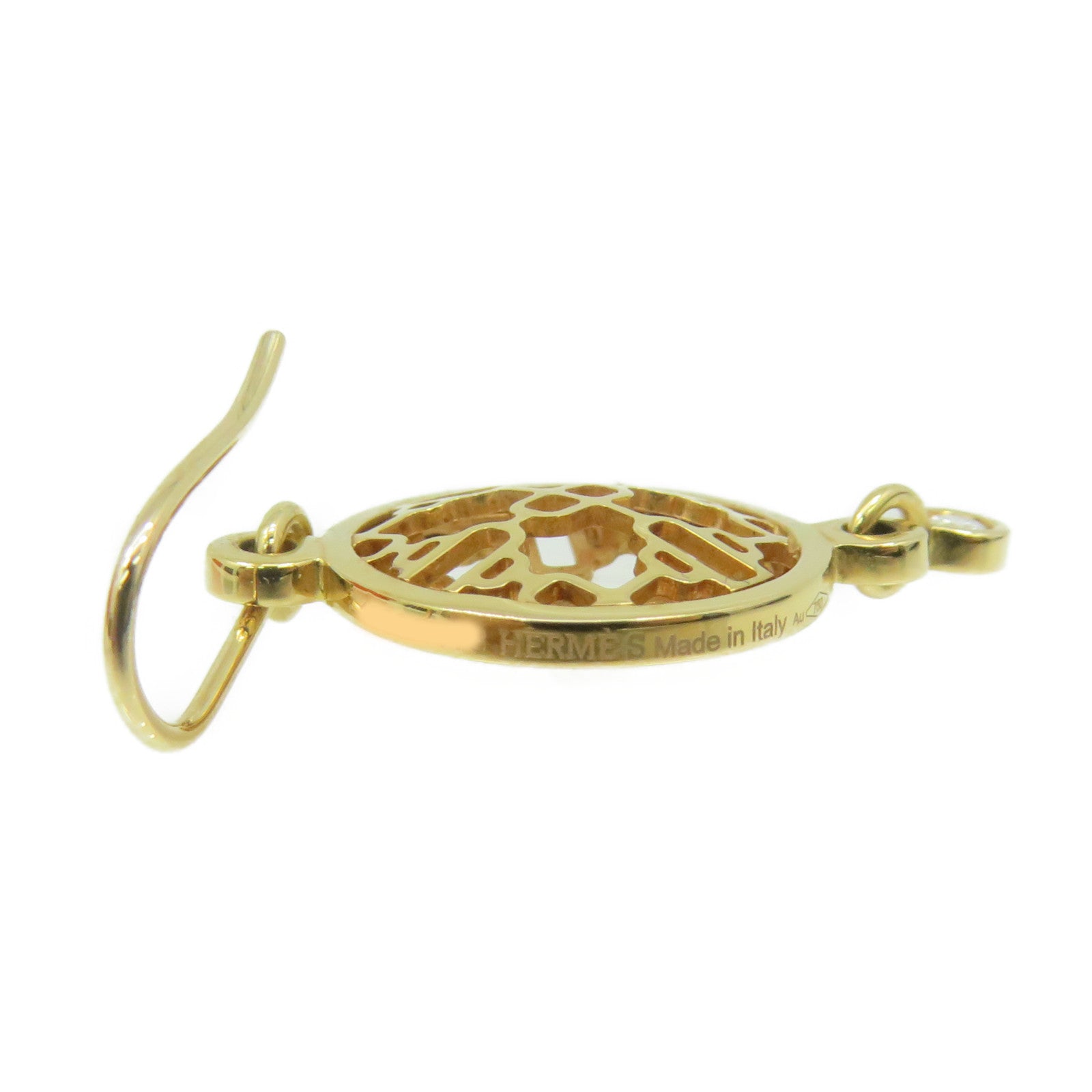 HERMES 18K玫瑰金Chaine d'Ancre Earrings耳环金色