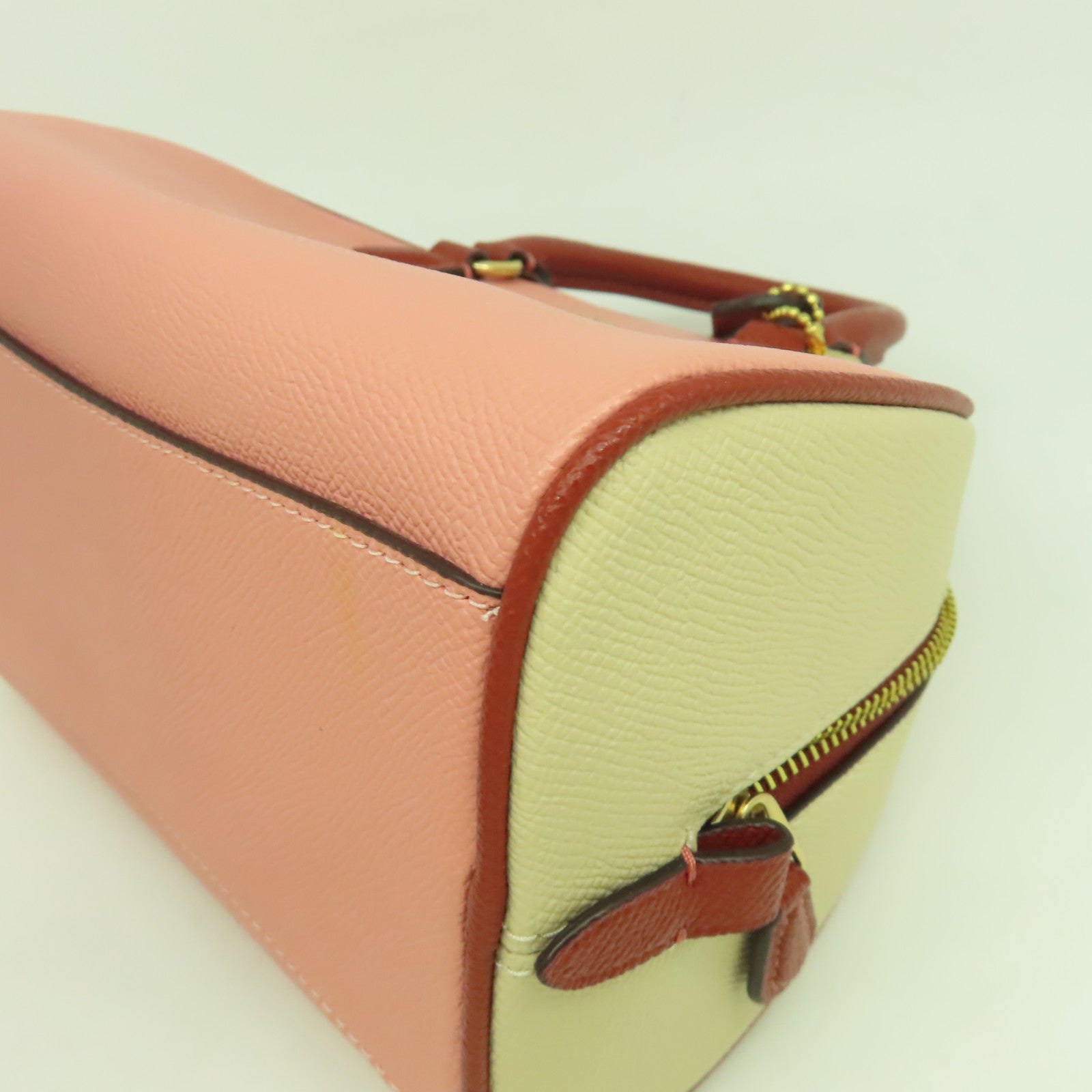 COACH 皮革Sydney Satchel Bag金扣手挽肩背兩用袋粉紅色